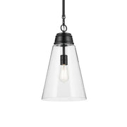 Marsailli 12" Pendant, Black Finish, Clear Glass