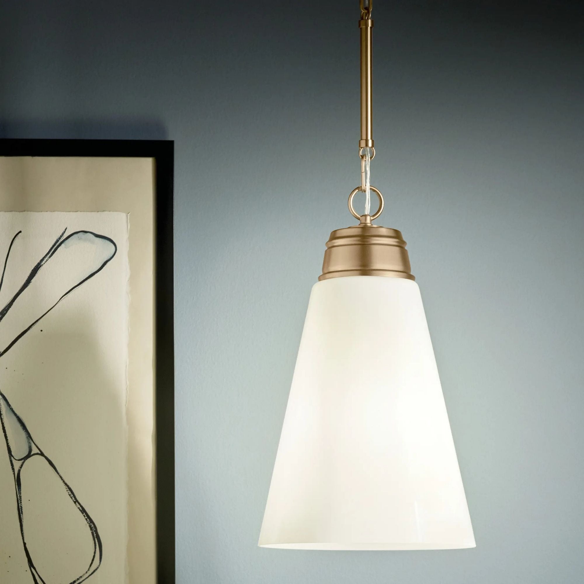 Marsailli 12" Pendant, Champagne Bronze Finish, Opal Glass