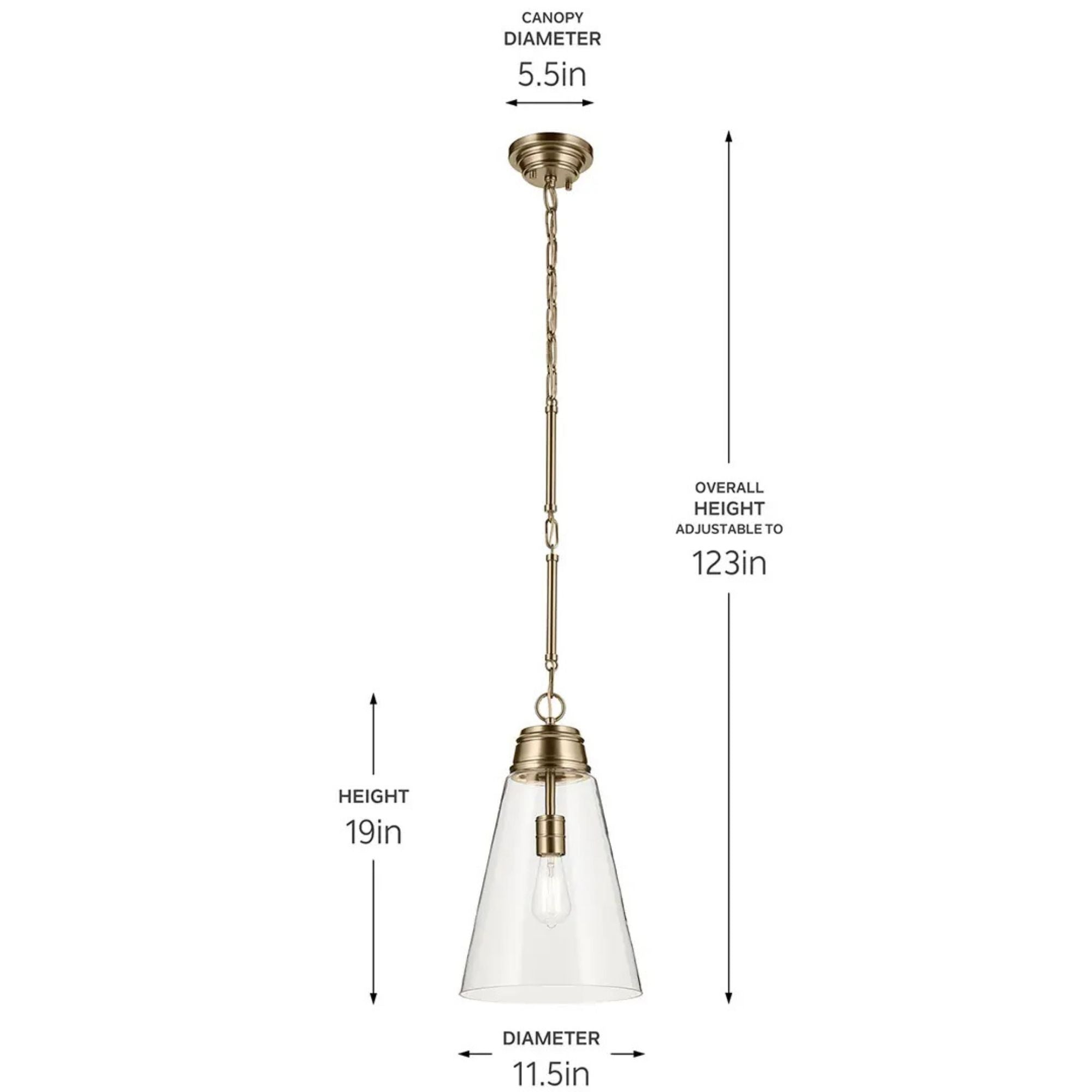 Kichler Lighting - Marsailli 12" Pendant, Champagne Bronze Finish, Clear Glass | Bees Lighting