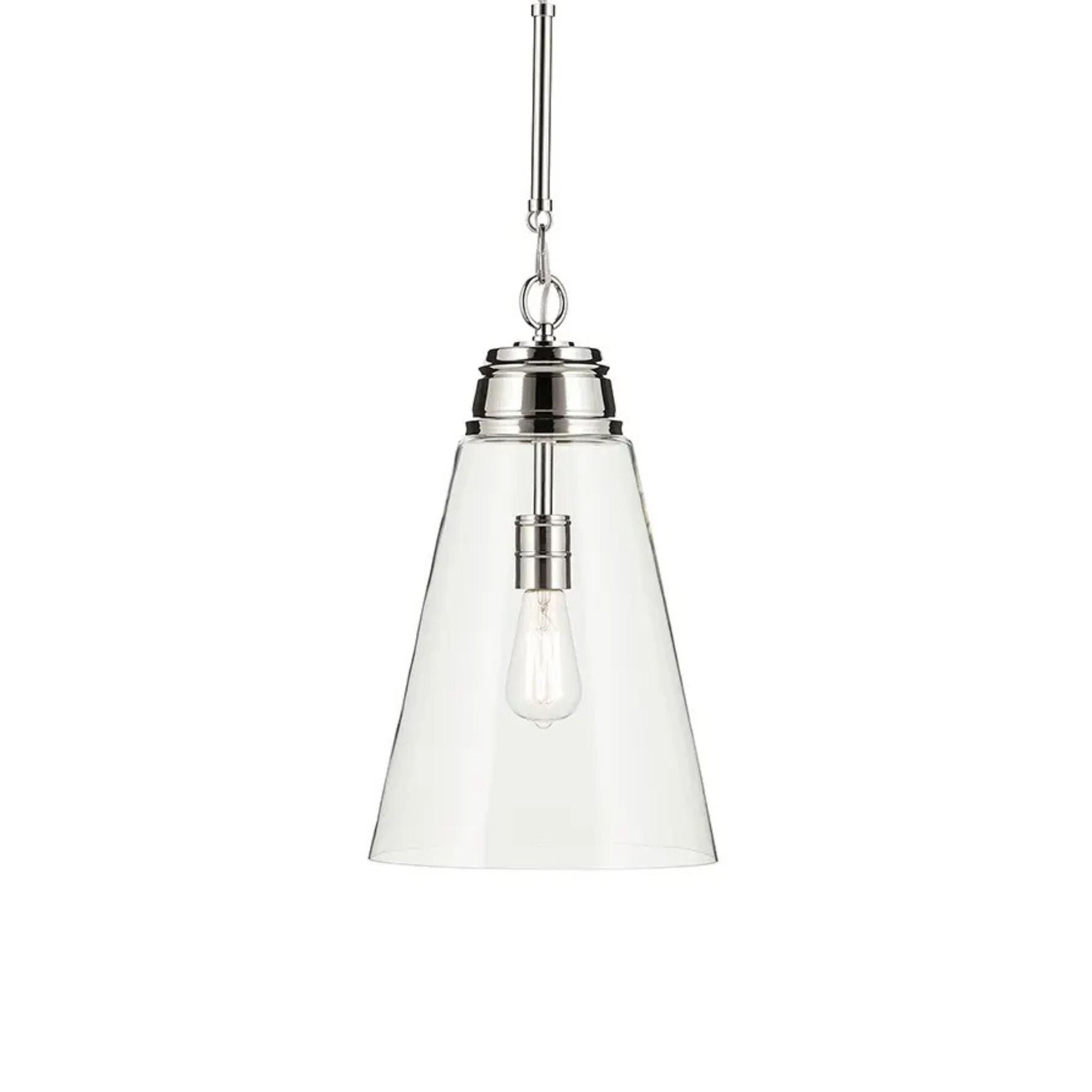 Marsailli 12" Pendant, Polished Nickel Finish, Clear Glass