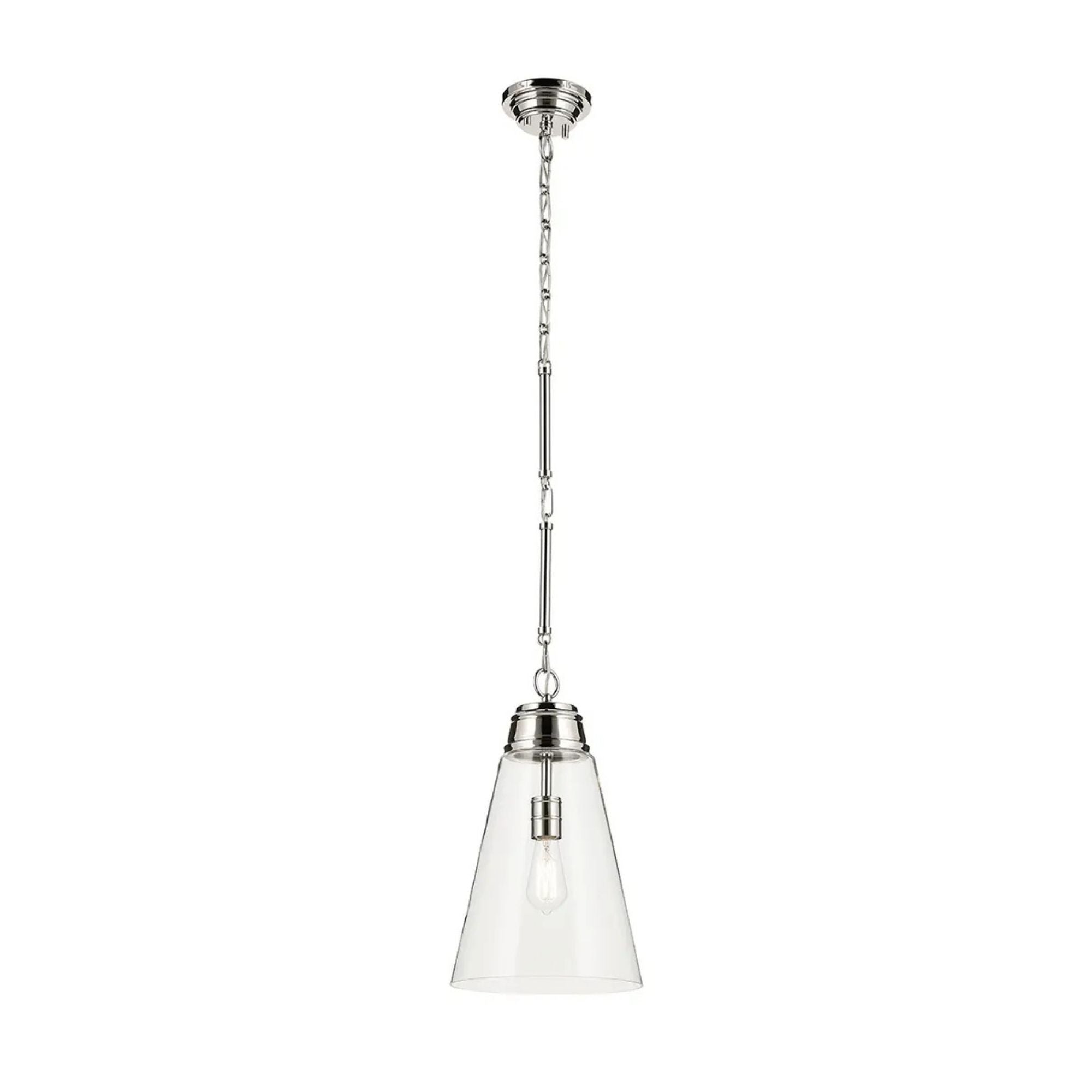 Marsailli 12" Pendant, Polished Nickel Finish, Clear Glass