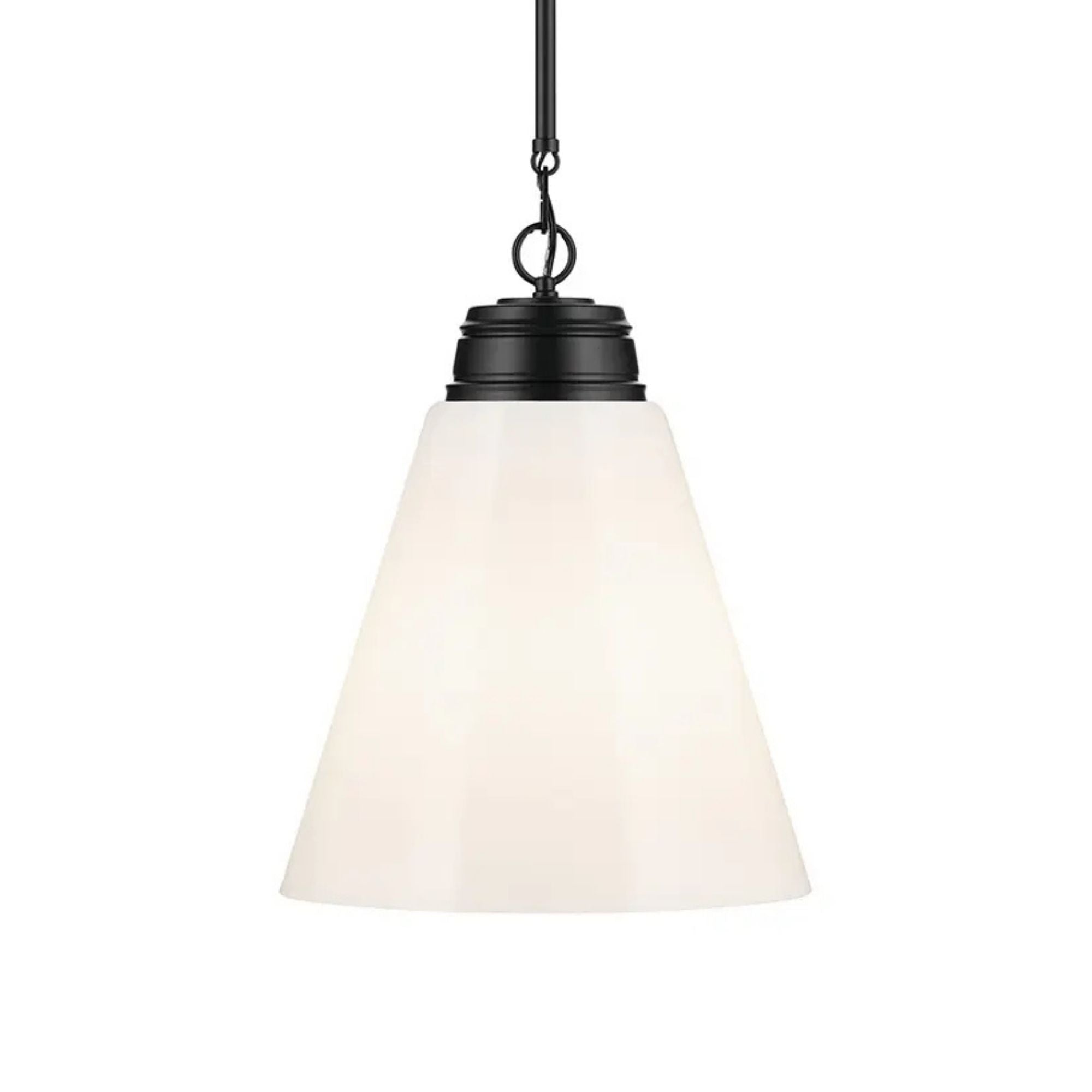 Marsailli 16" Pendant, Black Finish, Opal Glass