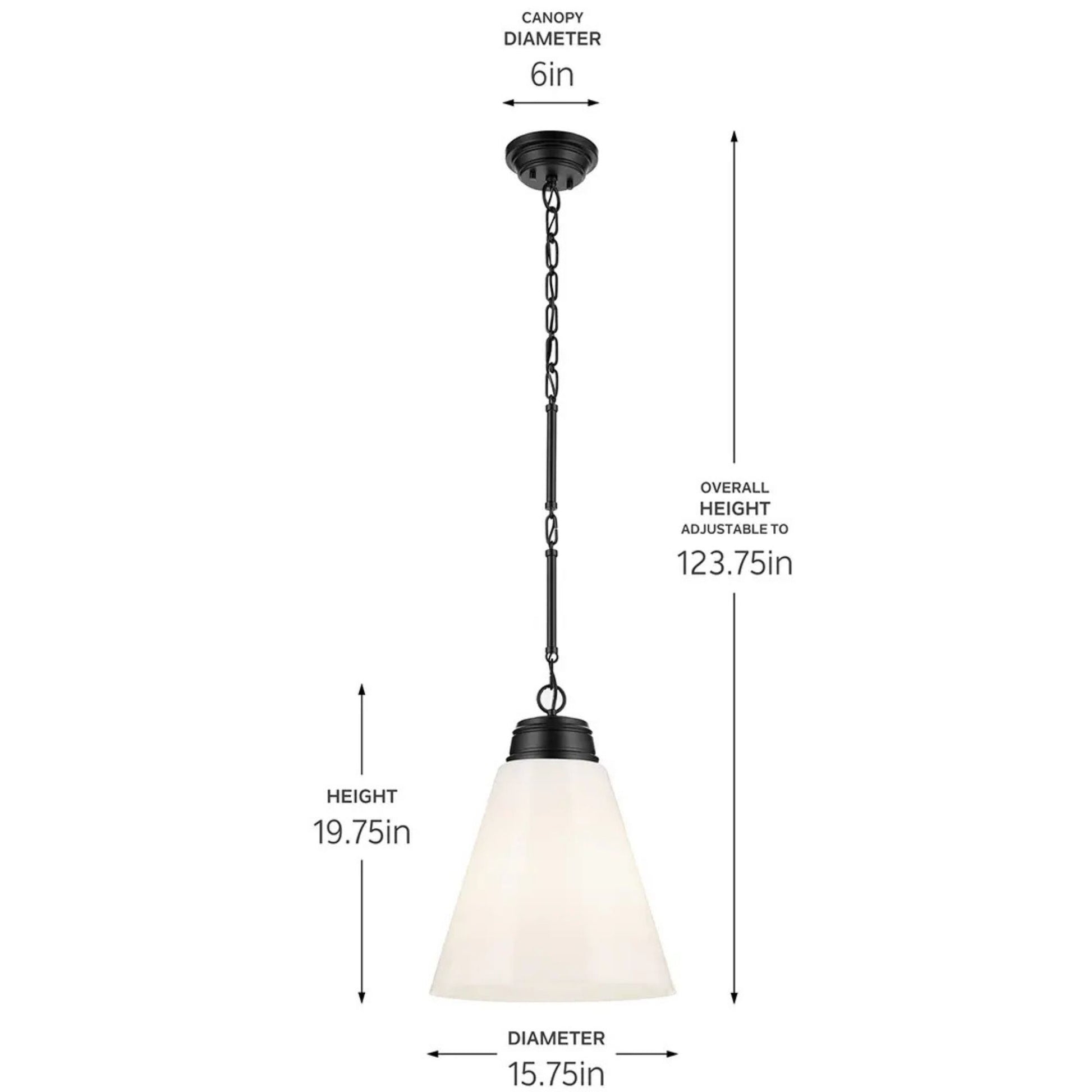 Kichler Lighting - Marsailli 16" Pendant, Black Finish, Opal Glass | Bees Lighting