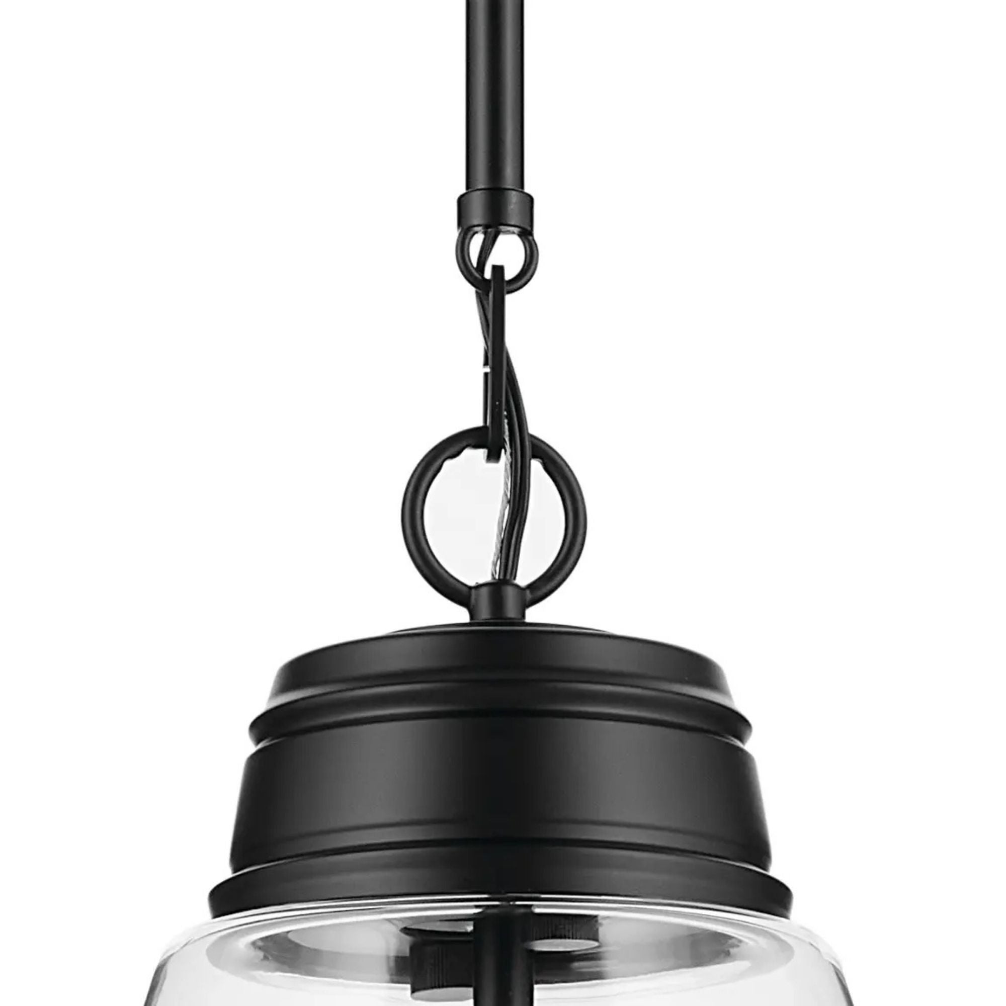 Marsailli 16" Pendant, Black Finish, Clear Glass