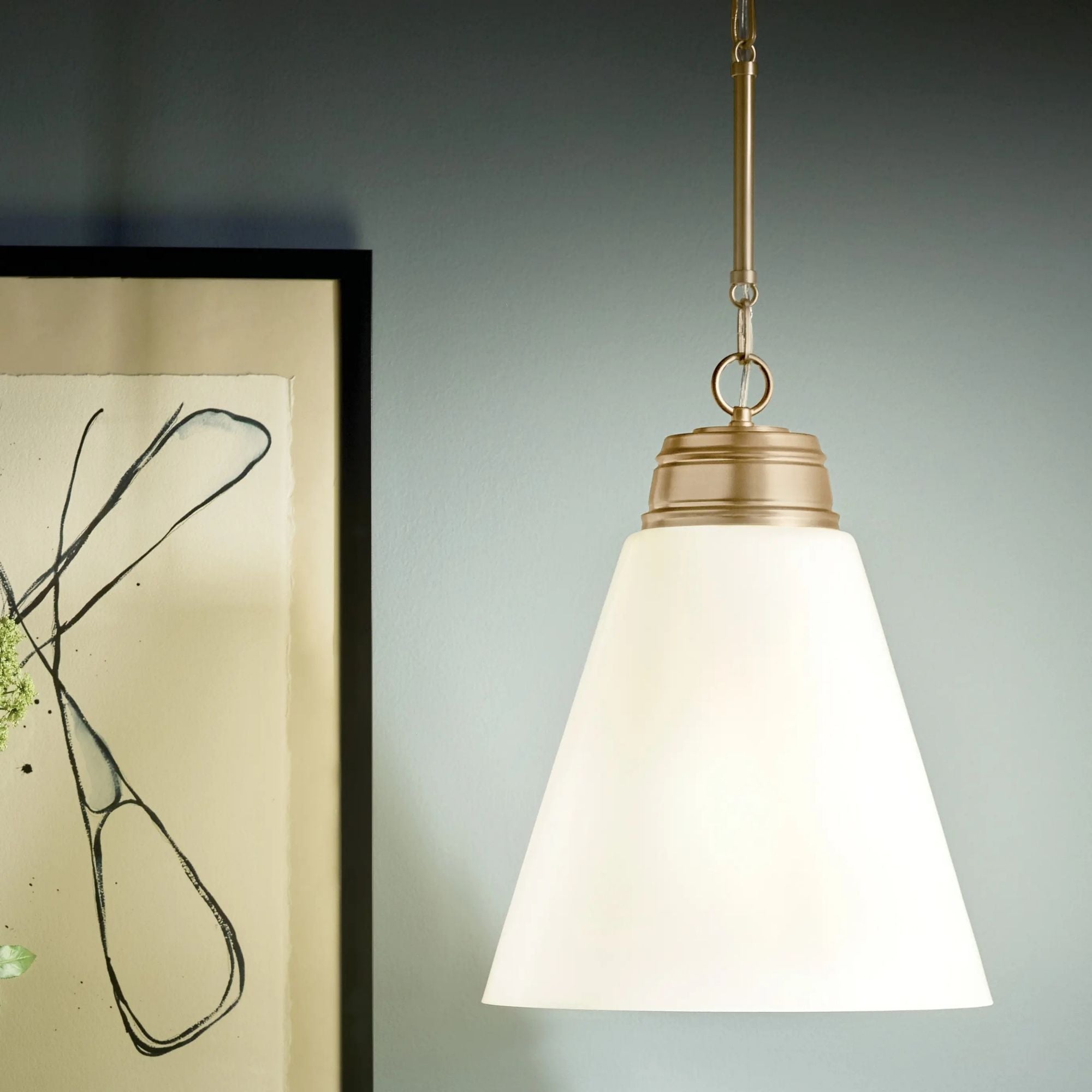 Marsailli 16" Pendant, Champagne Bronze Finish, Opal Glass