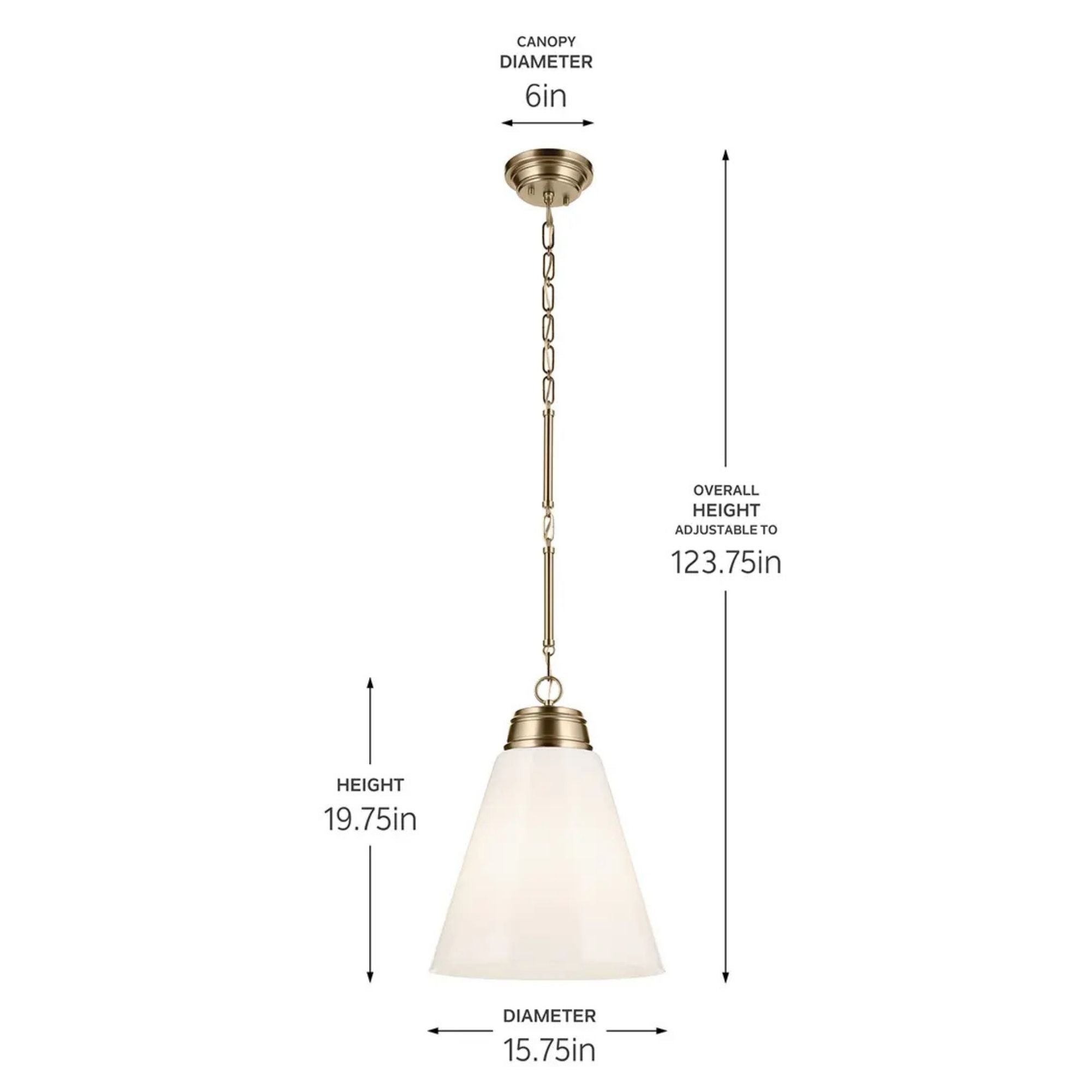 Marsailli 16" Pendant, Champagne Bronze Finish, Opal Glass