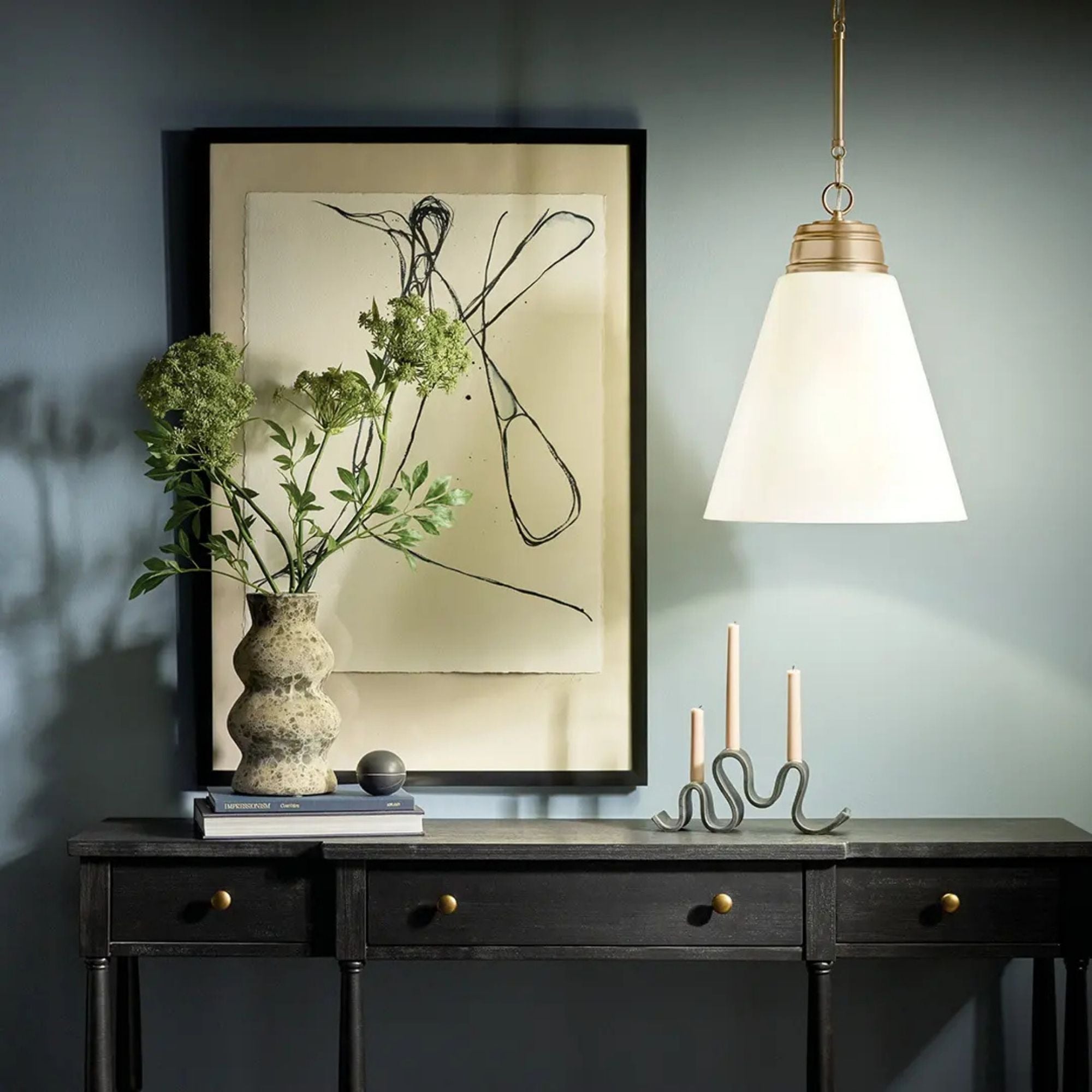 Marsailli 16" Pendant, Champagne Bronze Finish, Opal Glass