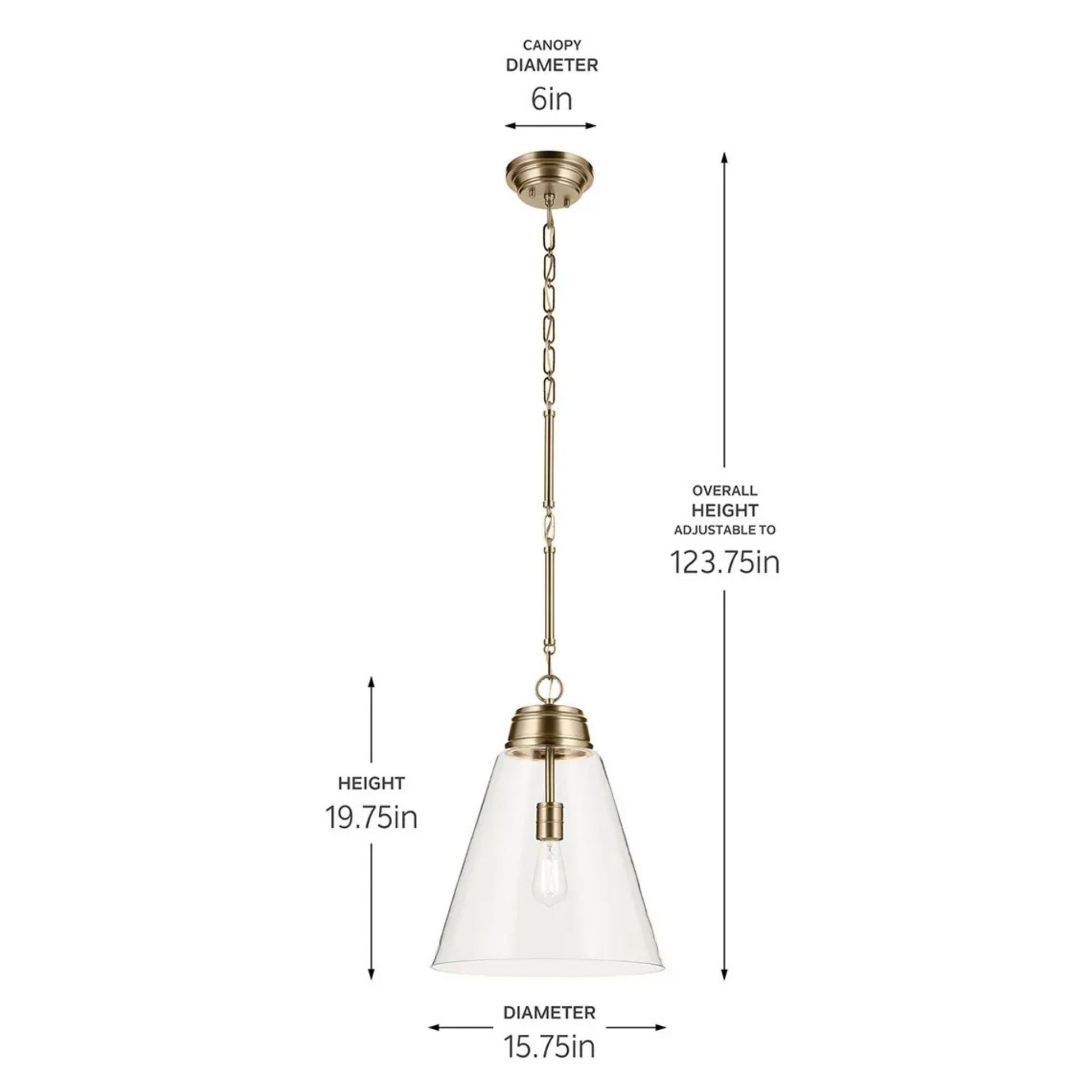 Kichler Lighting - Marsailli 16" Pendant, Champagne Bronze Finish, Clear Glass | Bees Lighting
