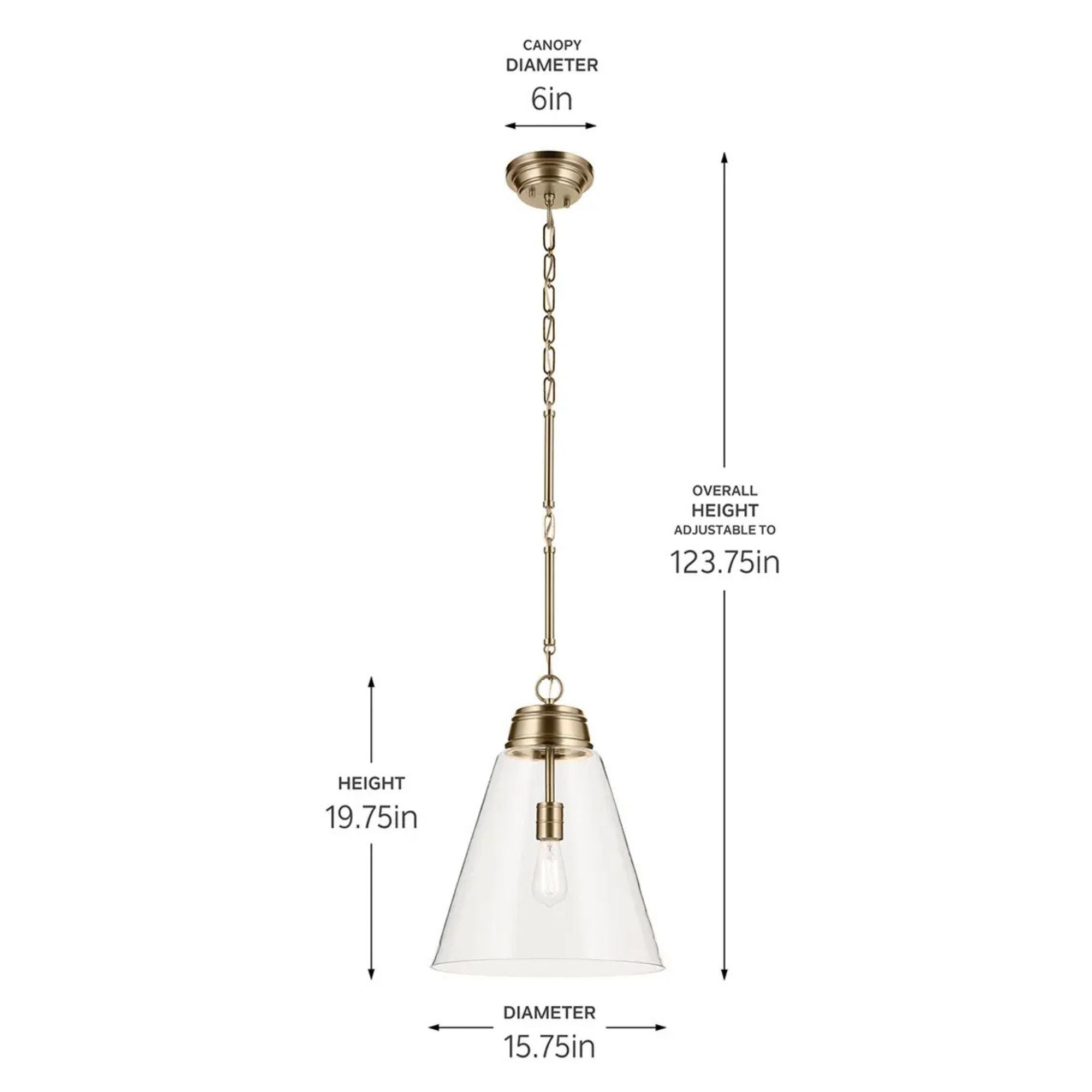 Kichler Lighting - Marsailli 16" Pendant, Champagne Bronze Finish, Clear Glass | Bees Lighting