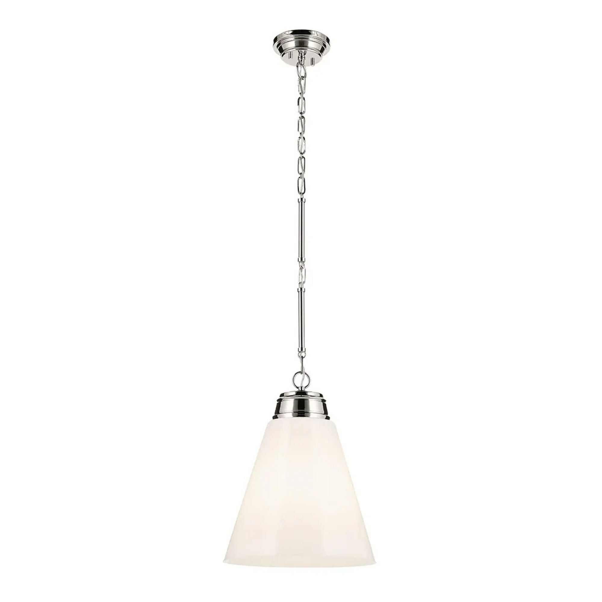 Marsailli 16" Pendant, Polished Nickel Finish, Opal Glass