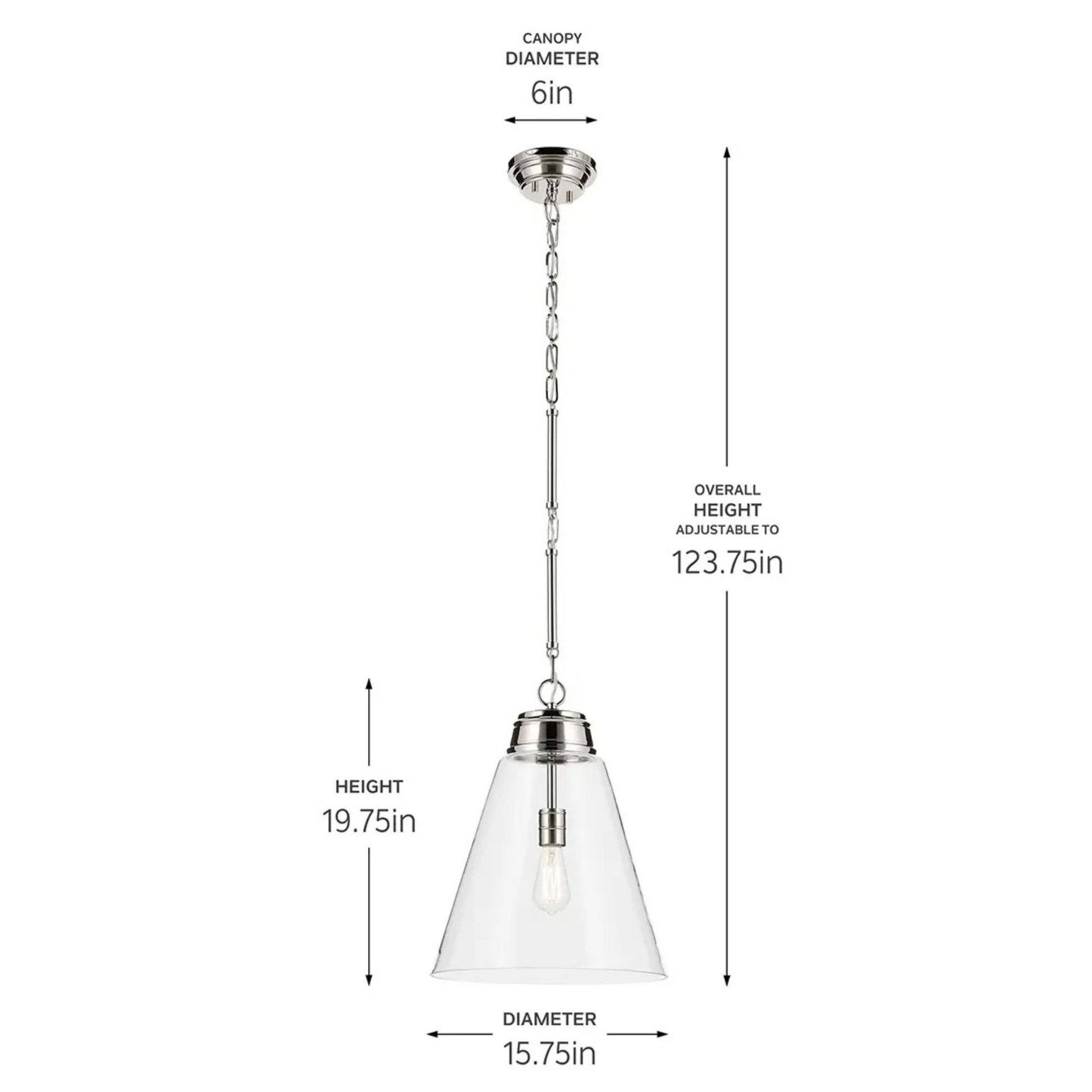 Kichler Lighting - Marsailli 16" Pendant, Polished Nickel Finish, Clear Glass | Bees Lighting