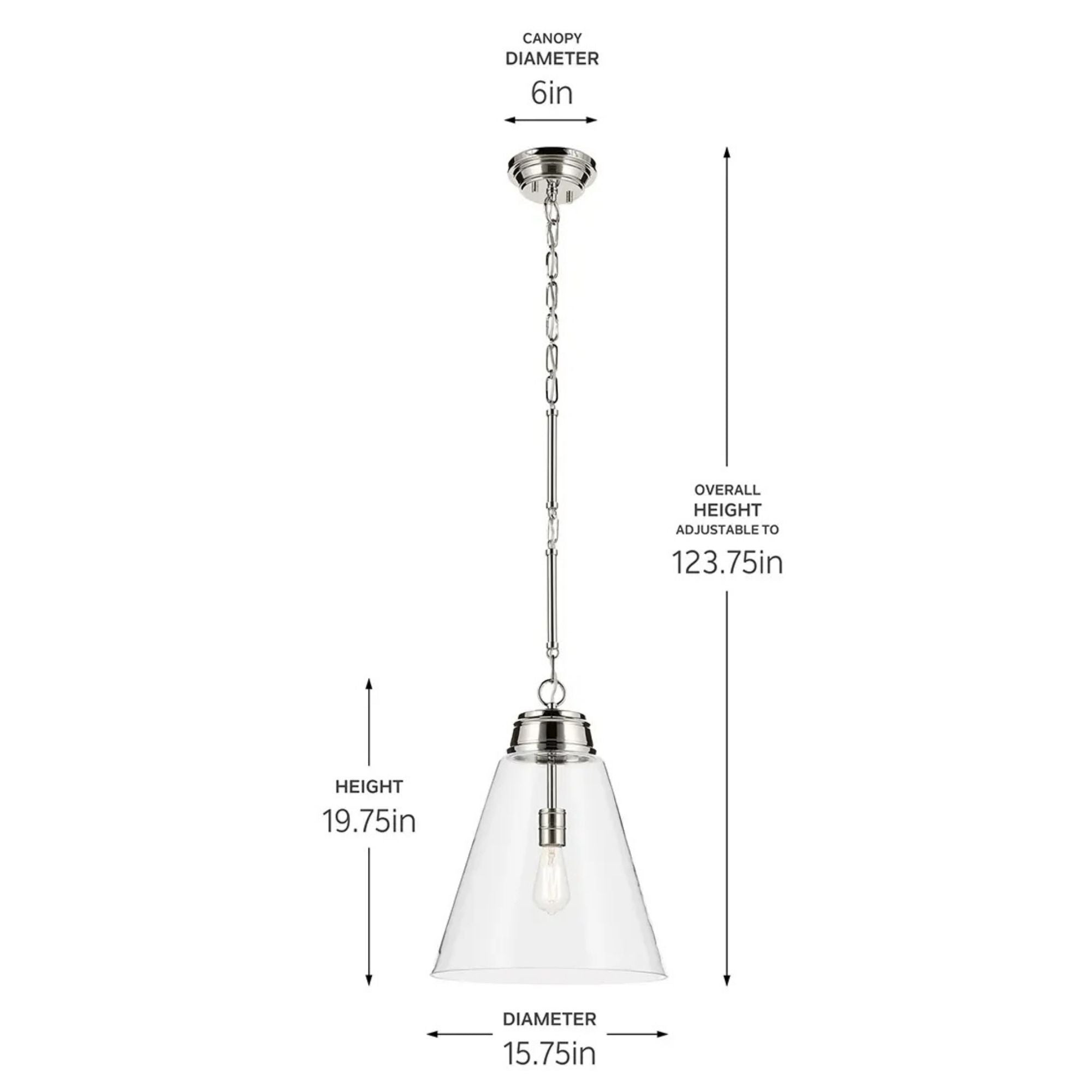 Kichler Lighting - Marsailli 16" Pendant, Polished Nickel Finish, Clear Glass | Bees Lighting