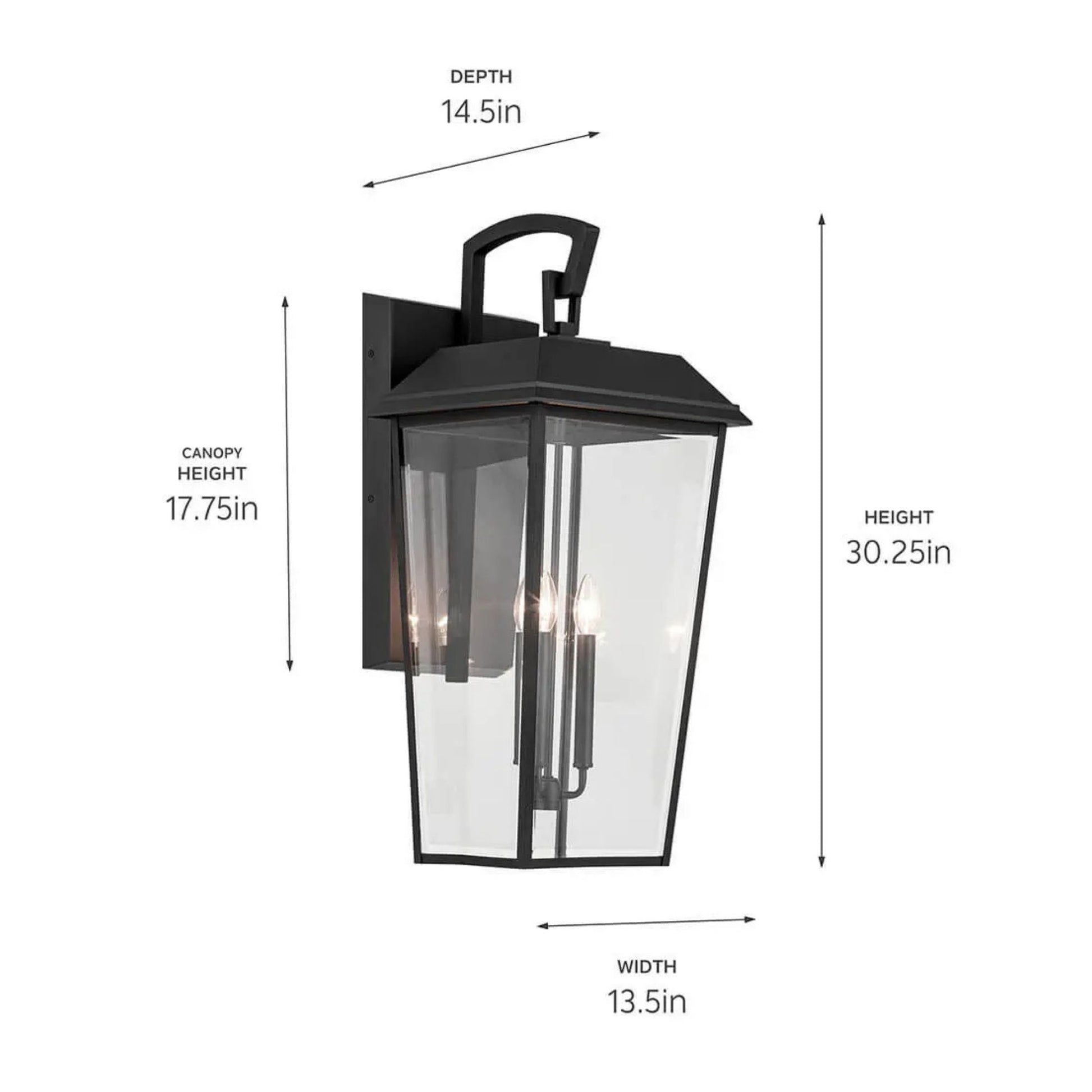 Kichler Lighting - Mathus 30" 3-Light Outdoor Wall Light, Textured Black Finish | Bees Lighting