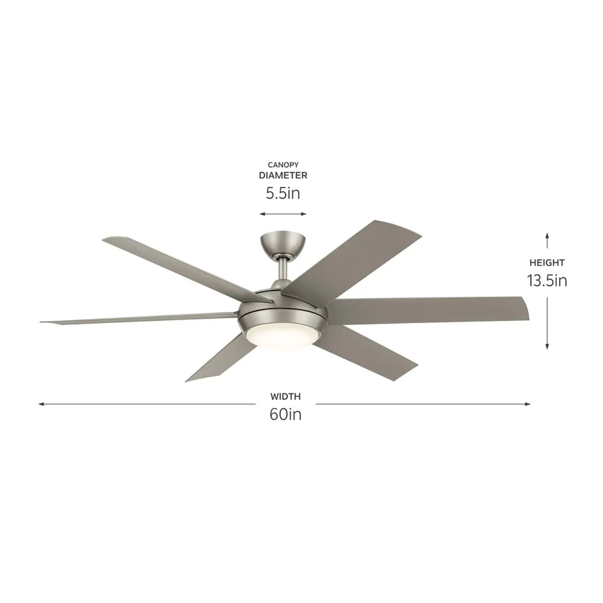 Mint 60" Brushed Nickel Modern LED Ceiling Fan with Remote