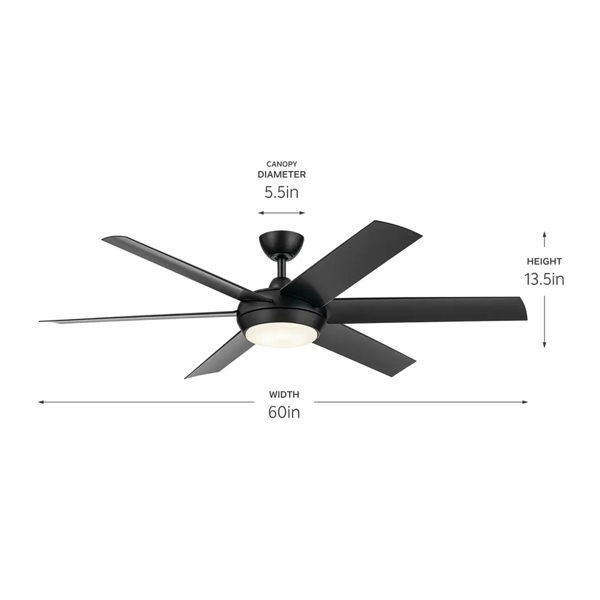 Kichler Lighting - Mint 60" Satin Black Modern LED Ceiling Fan with Remote | Bees Lighting