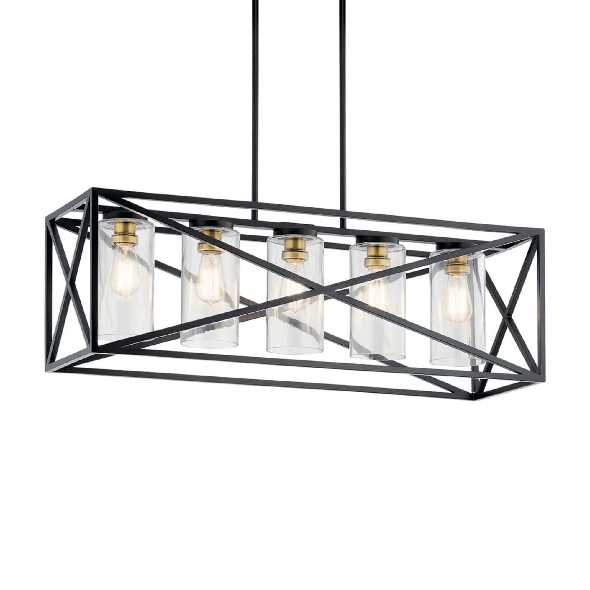 Moorgate 36" 5-Light Linear Chandelier, Black Finish