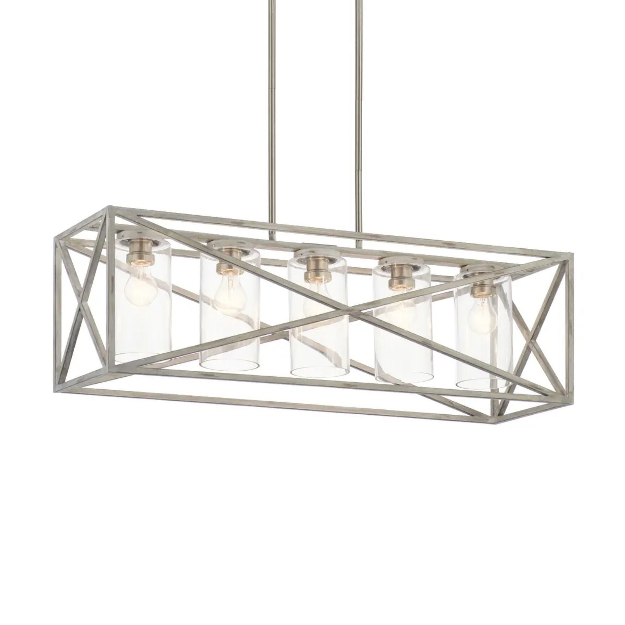 Moorgate 36" 5-Light Linear Chandelier, Distressed Antique White Finish