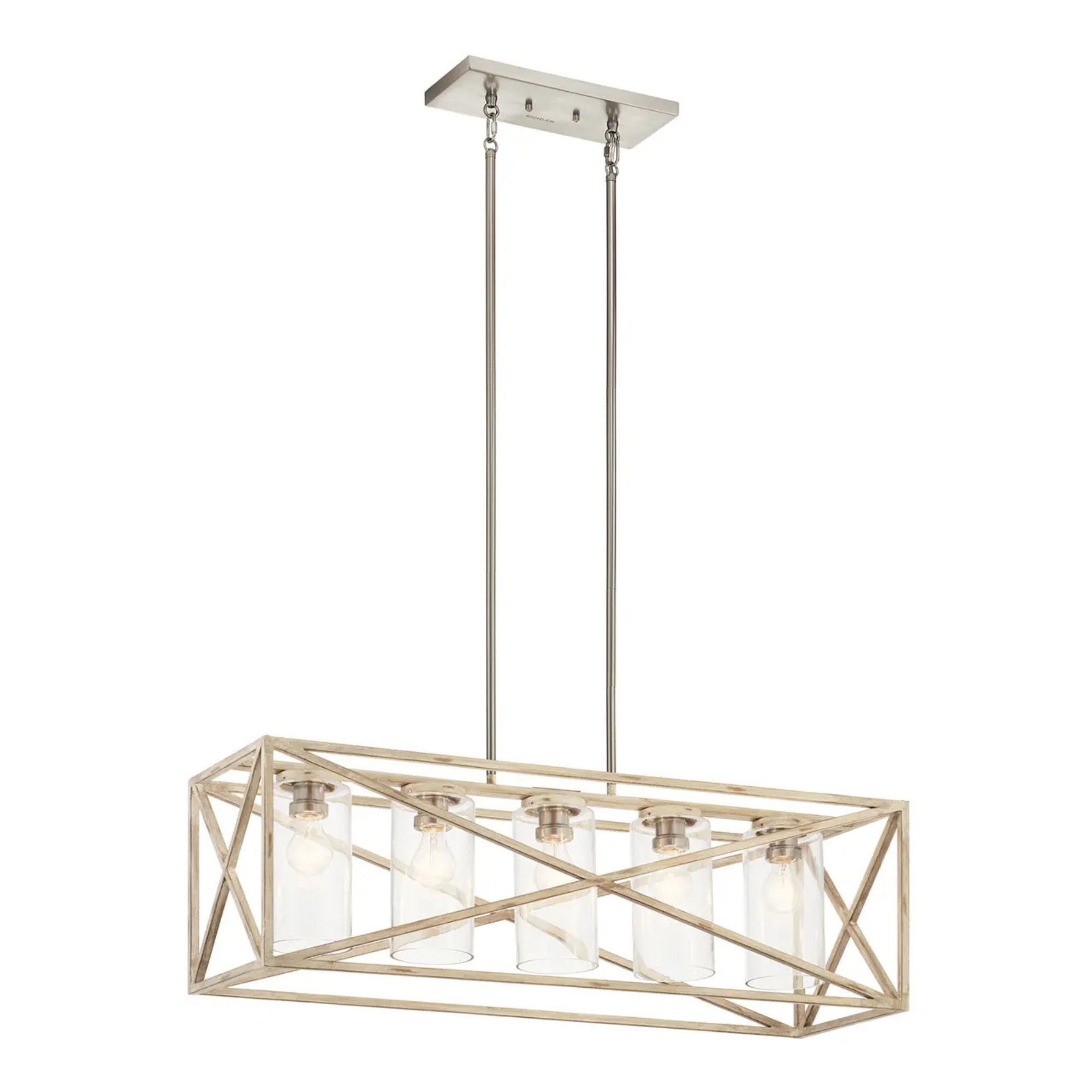 Moorgate 36" 5-Light Linear Chandelier, Distressed Antique White Finish