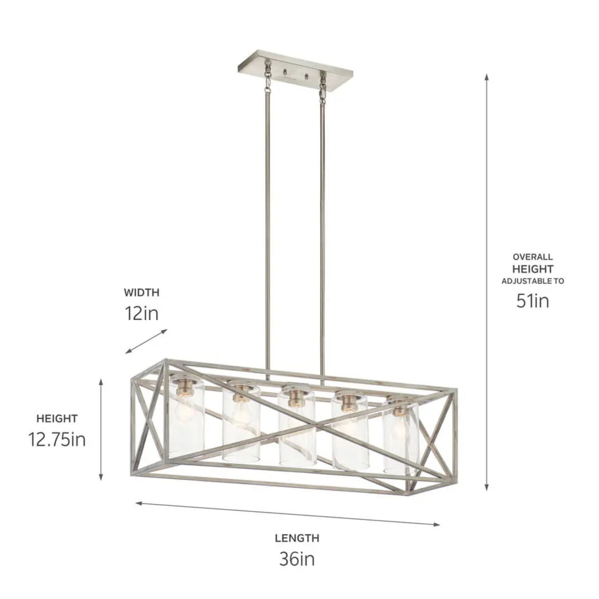 Kichler Lighting - Moorgate 36" 5-Light Linear Chandelier, Distressed Antique White Finish | Bees Lighting
