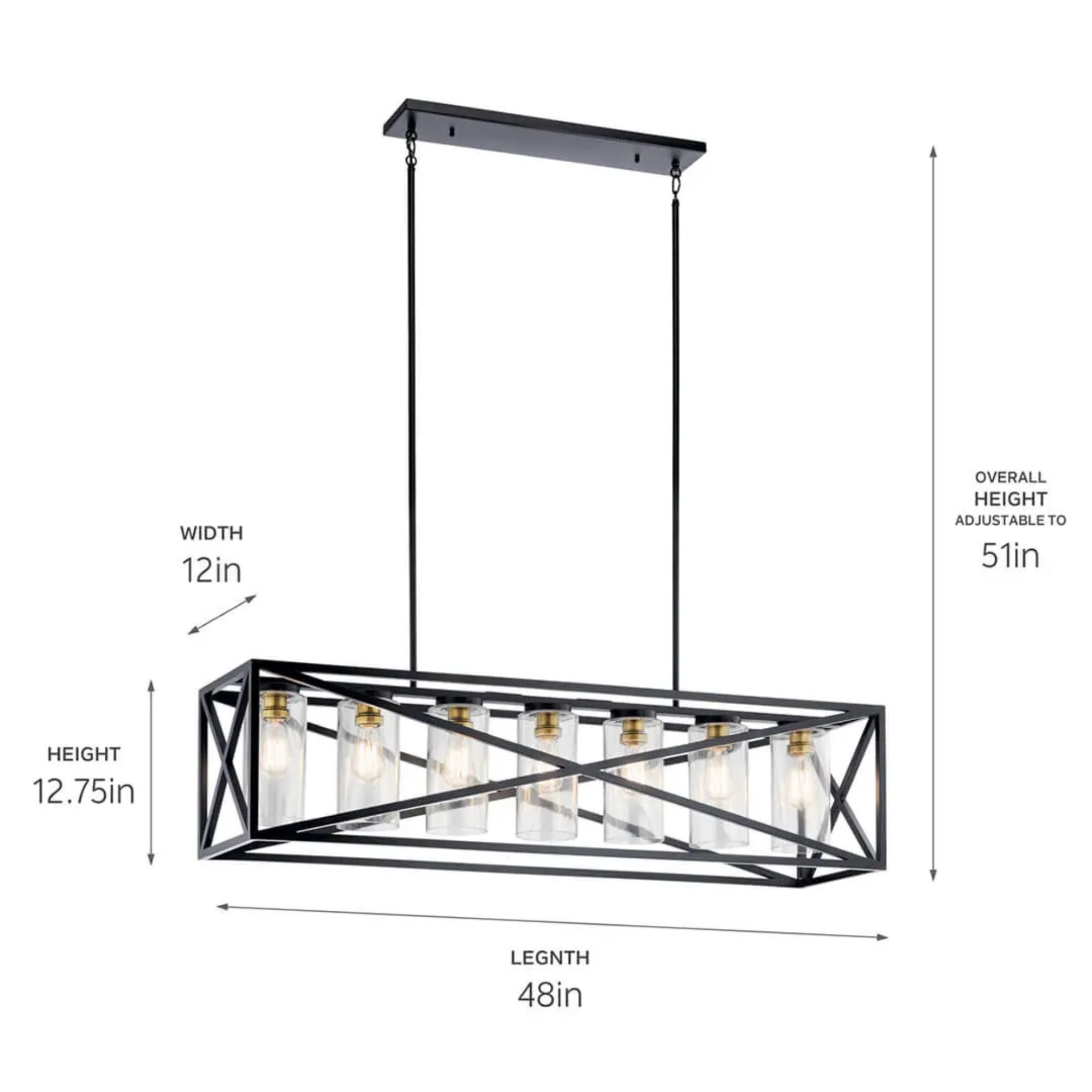 Kichler Lighting - Moorgate 48" 7-Light Linear Chandelier, Black Finish | Bees Lighting