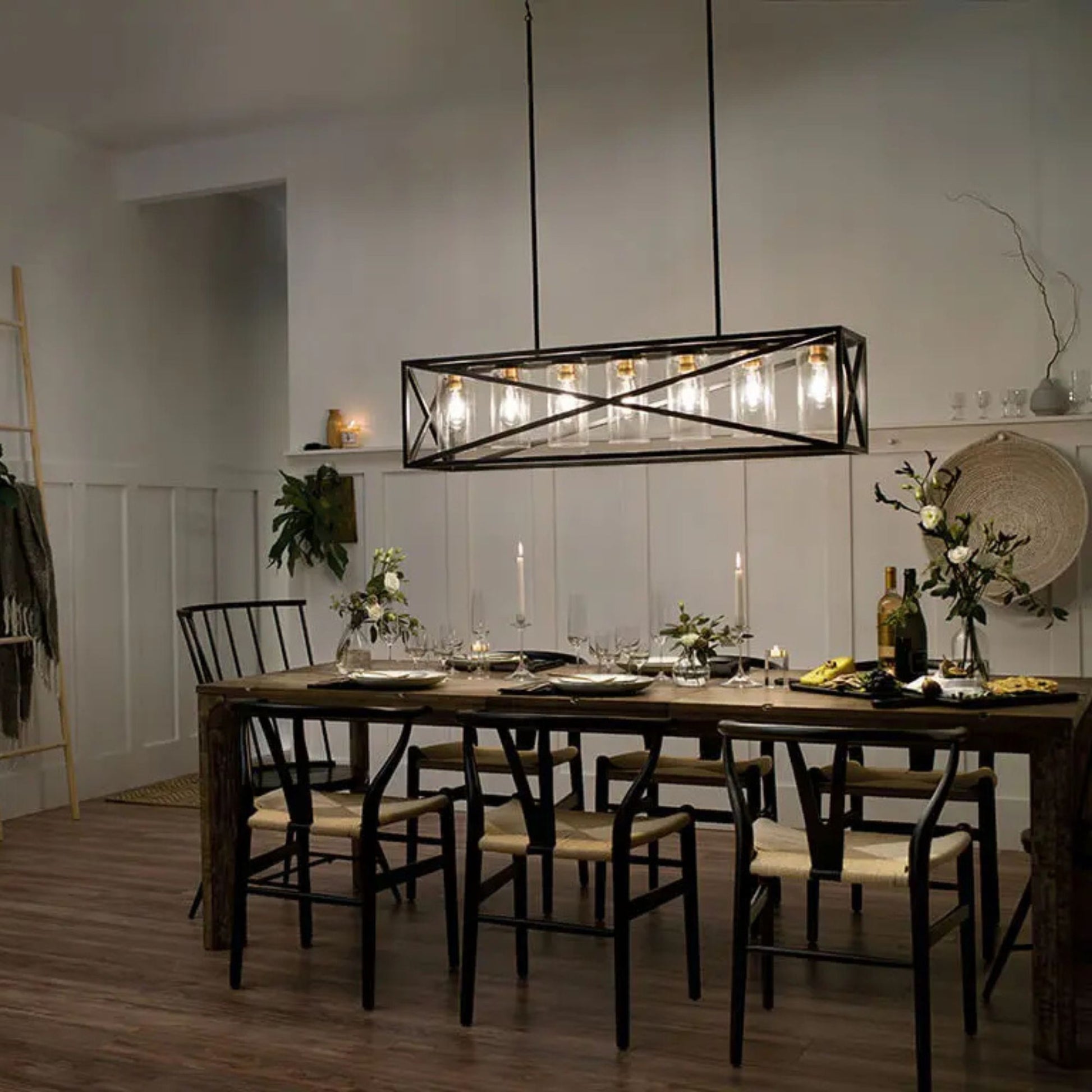 Kichler Lighting - Moorgate 48" 7-Light Linear Chandelier, Black Finish | Bees Lighting