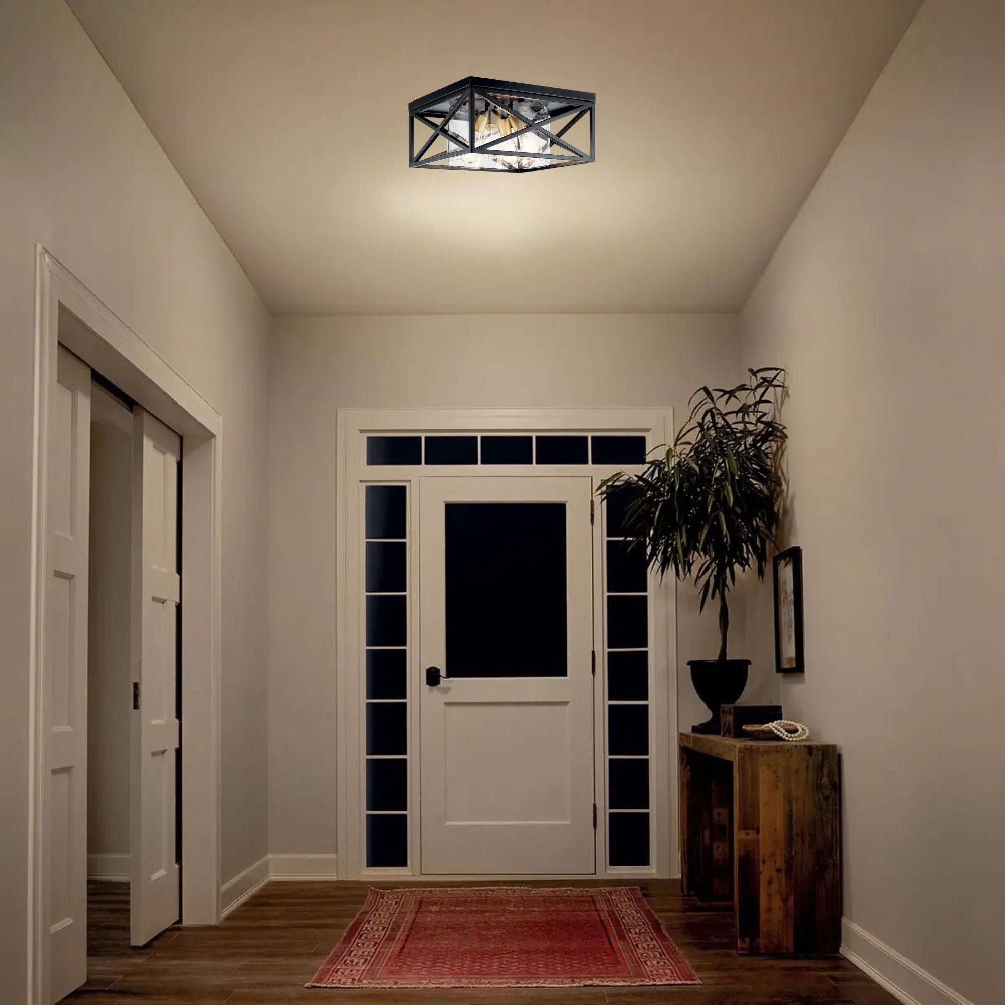 Moorgate 16" 4-Light Flush Mount, Black Finish