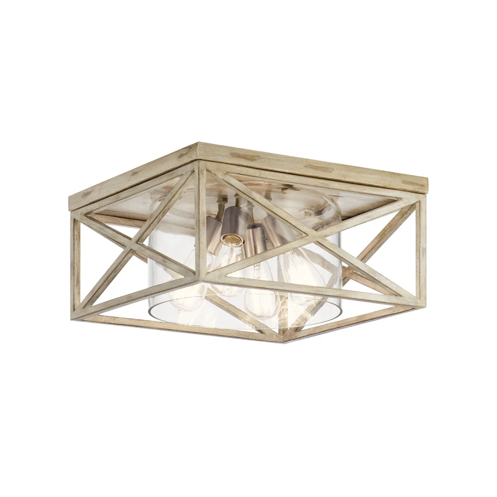 Moorgate 16" 4-Light Flush Mount, Distressed Antique White Finish