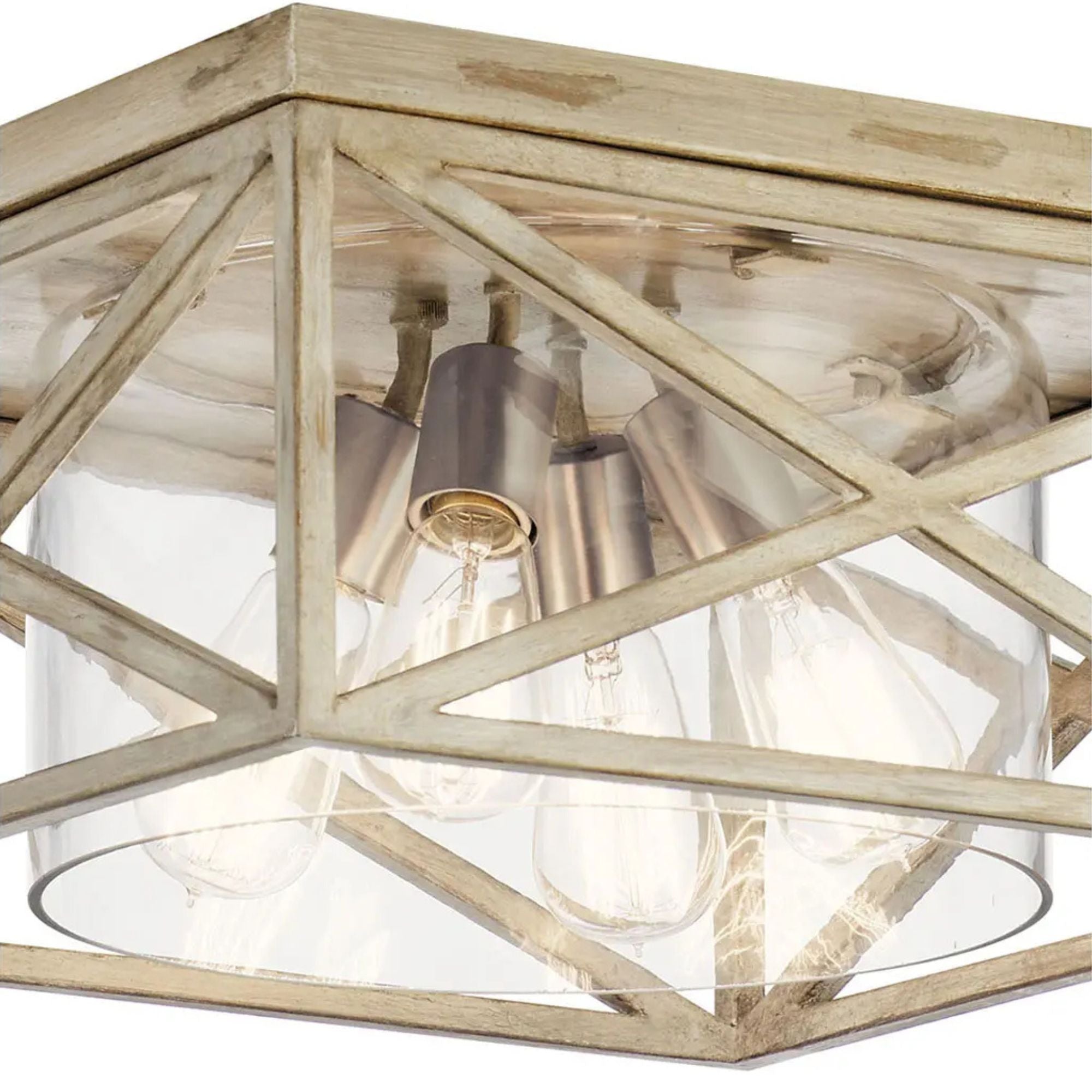 Moorgate 16" 4-Light Flush Mount, Distressed Antique White Finish