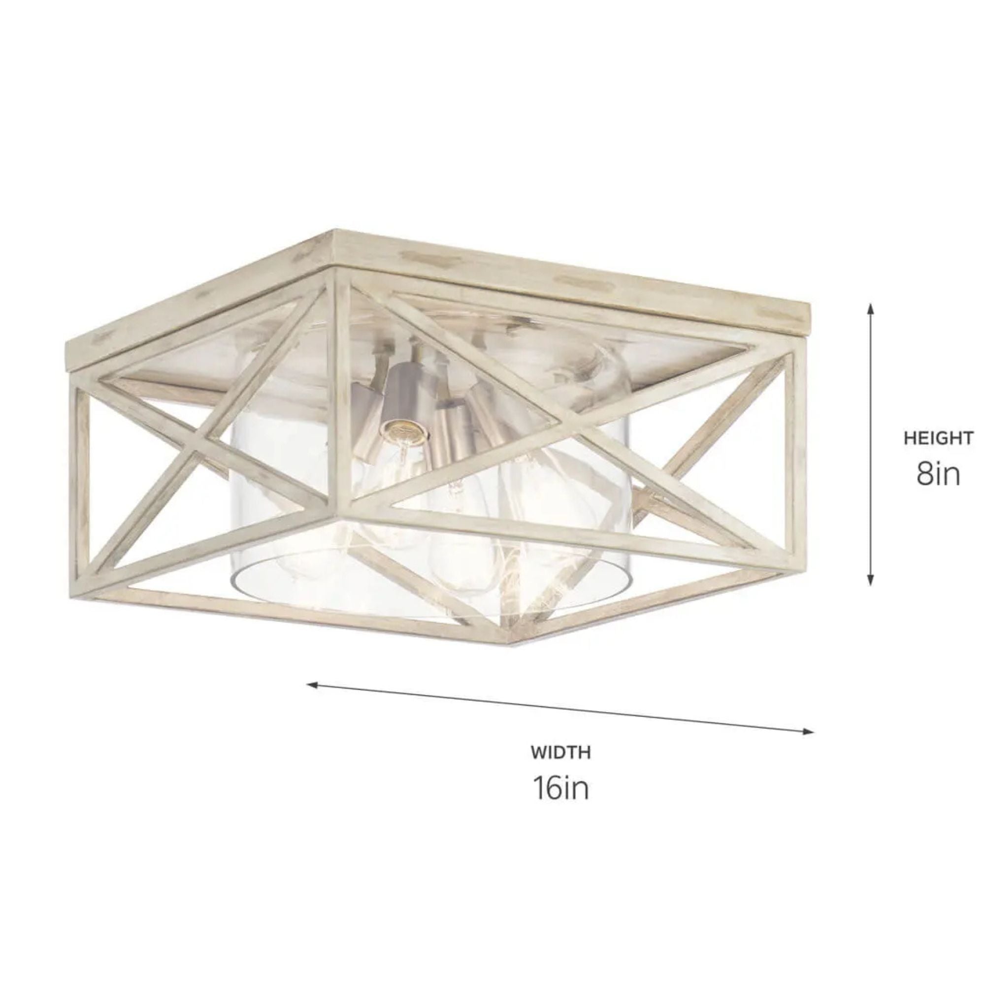 Moorgate 16" 4-Light Flush Mount, Distressed Antique White Finish