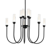 Kichler Moraine 24.75 in. 10-Light Chandelier, Black & Champagne Bronze & Polished Nickel with Clear Cylinder Glass