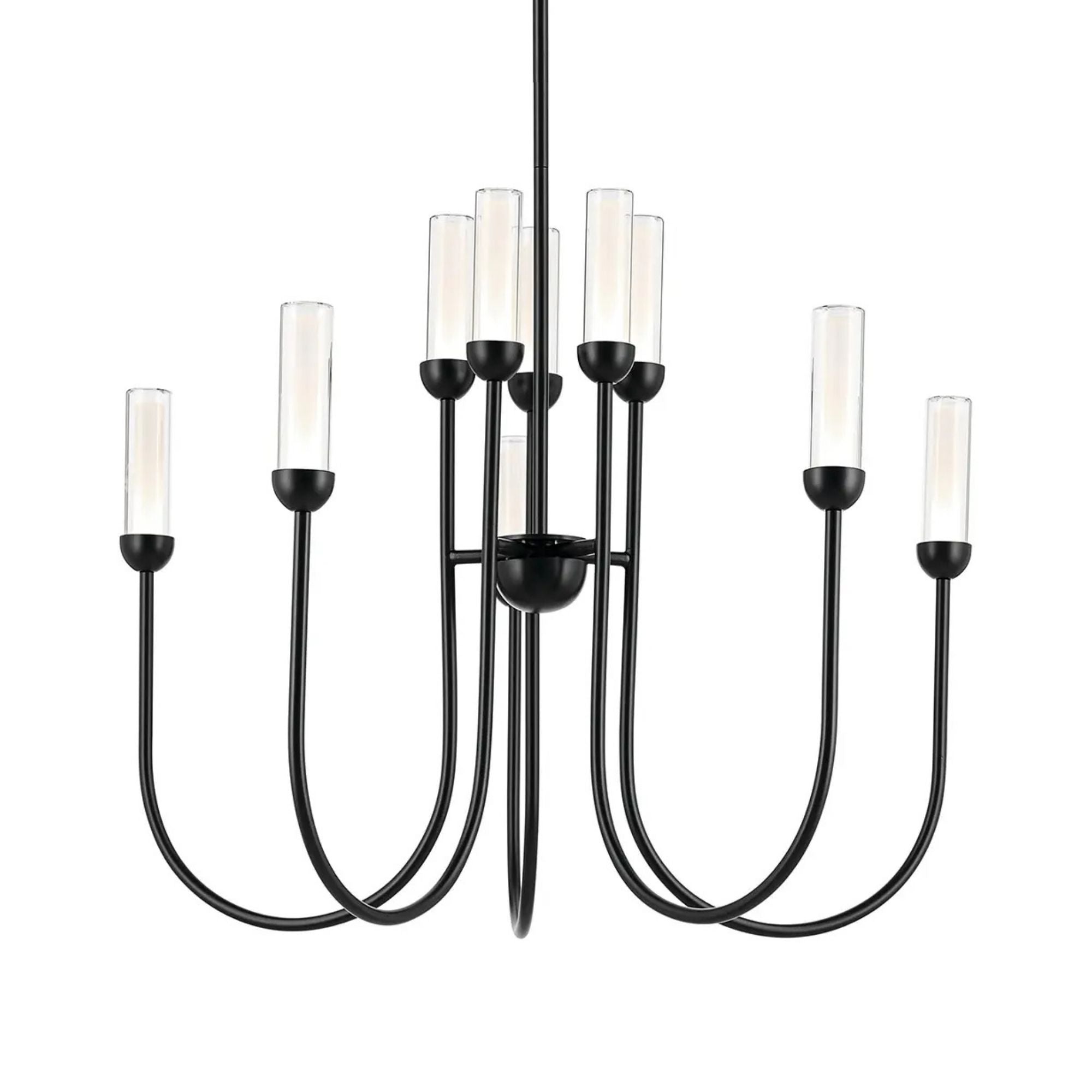 Kichler Moraine 24.75 in. 10-Light Chandelier, Black & Champagne Bronze & Polished Nickel with Clear Cylinder Glass
