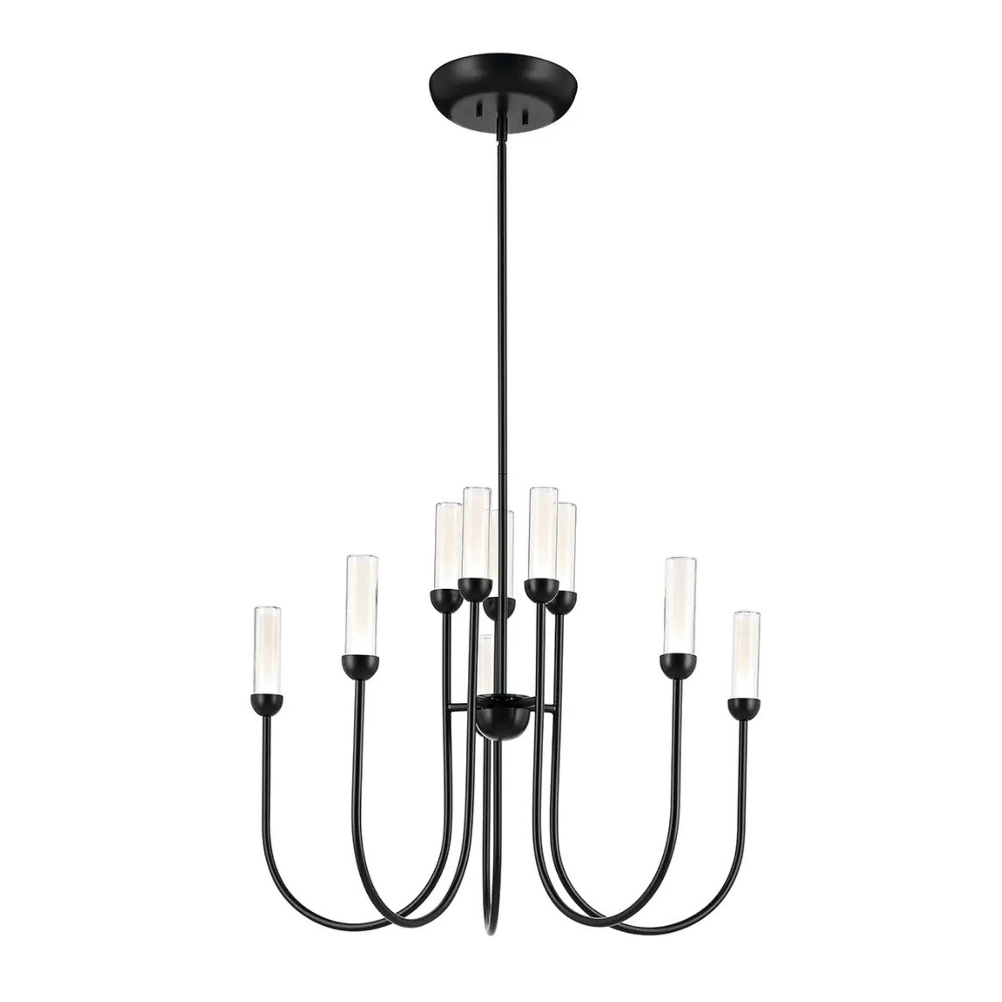 Kichler Moraine 24.75 in. 10-Light Chandelier, Black & Champagne Bronze & Polished Nickel with Clear Cylinder Glass