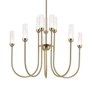 Kichler Moraine 30 in. 10-Light Chandelier, Champagne Bronze with Clear Cylinder Shades