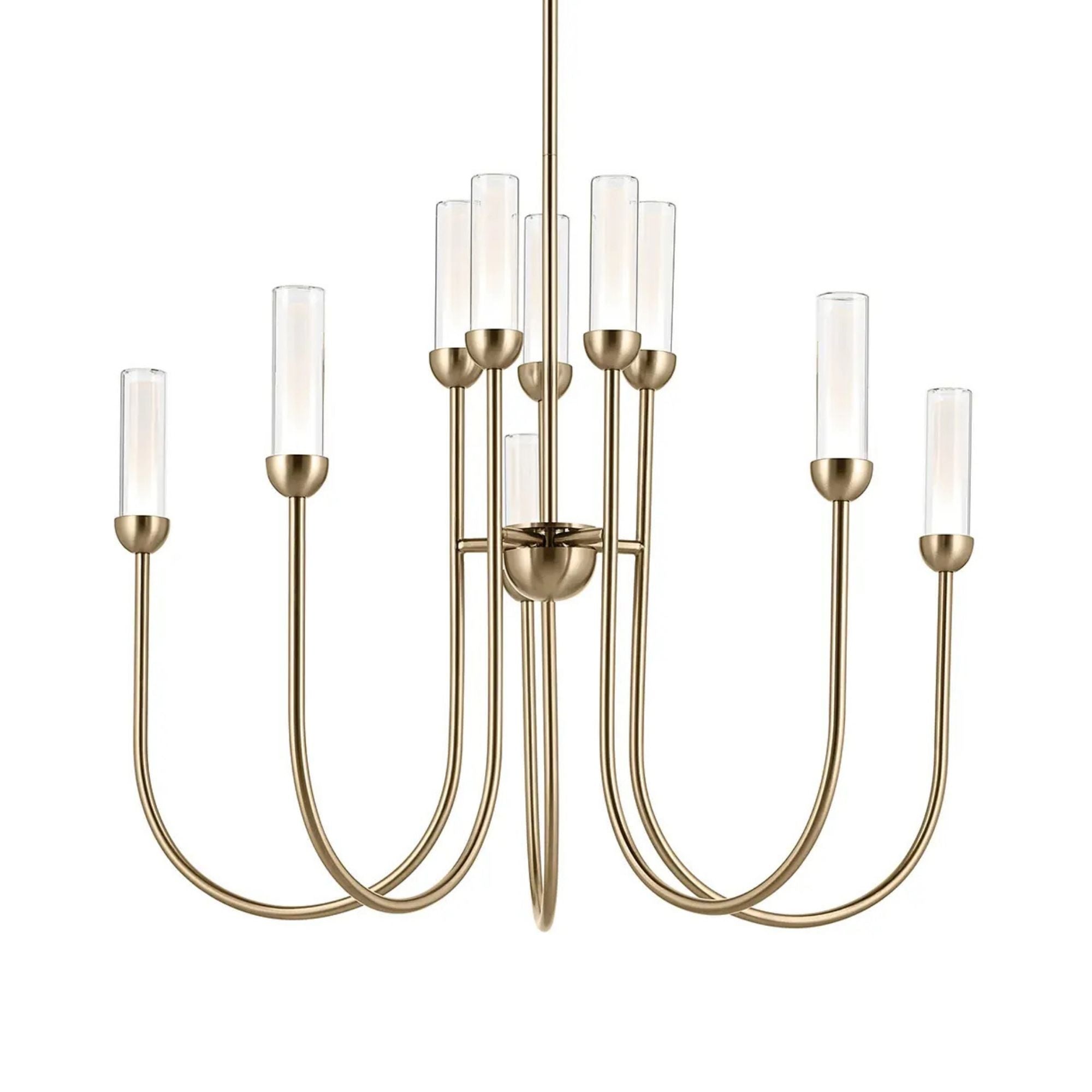 Kichler Moraine 30 in. 10-Light Chandelier, Champagne Bronze with Clear Cylinder Shades