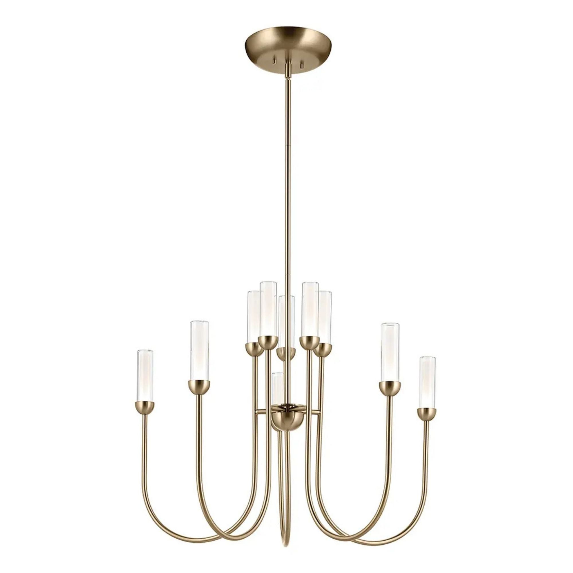 Kichler Moraine 30 in. 10-Light Chandelier, Champagne Bronze with Clear Cylinder Shades