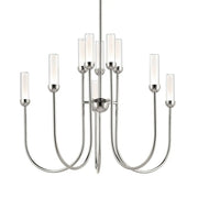 Kichler Moraine 30 in. 10-Light Chandelier, Polished Nickel with Clear Cylinder Shades