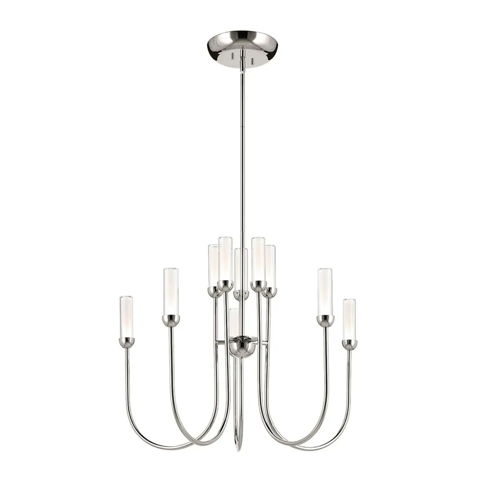 Kichler Moraine 30 in. 10-Light Chandelier, Polished Nickel with Clear Cylinder Shades