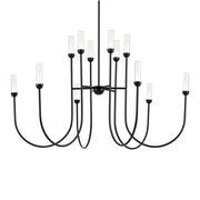 Kichler Moraine 32.25 in. 12-Light Chandelier, Black & Champagne Bronze & Polished Nickel with Clear Glass Cylinder Shades
