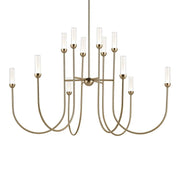 Kichler Moraine 32.25 in. 12-Light Chandelier, Champagne Bronze with Clear Glass Cylinder Shades
