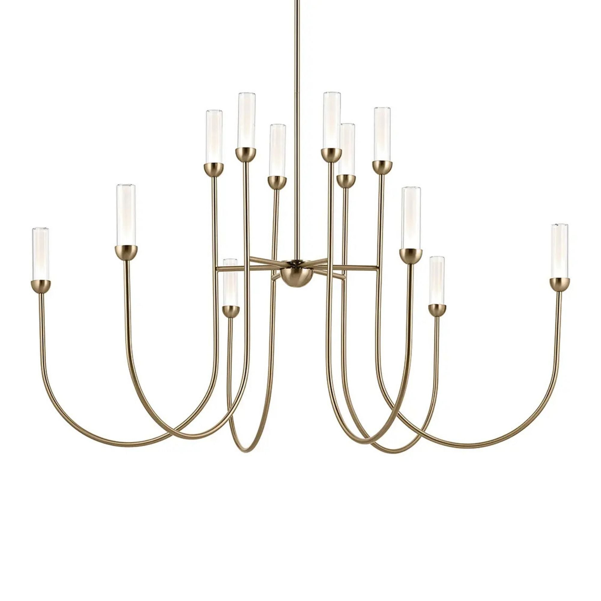 Kichler Moraine 32.25 in. 12-Light Chandelier, Champagne Bronze with Clear Glass Cylinder Shades