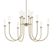 Kichler Moraine 27.5 in. 12-Light Chandelier, Champagne Bronze with Clear Glass Cylinder Shades