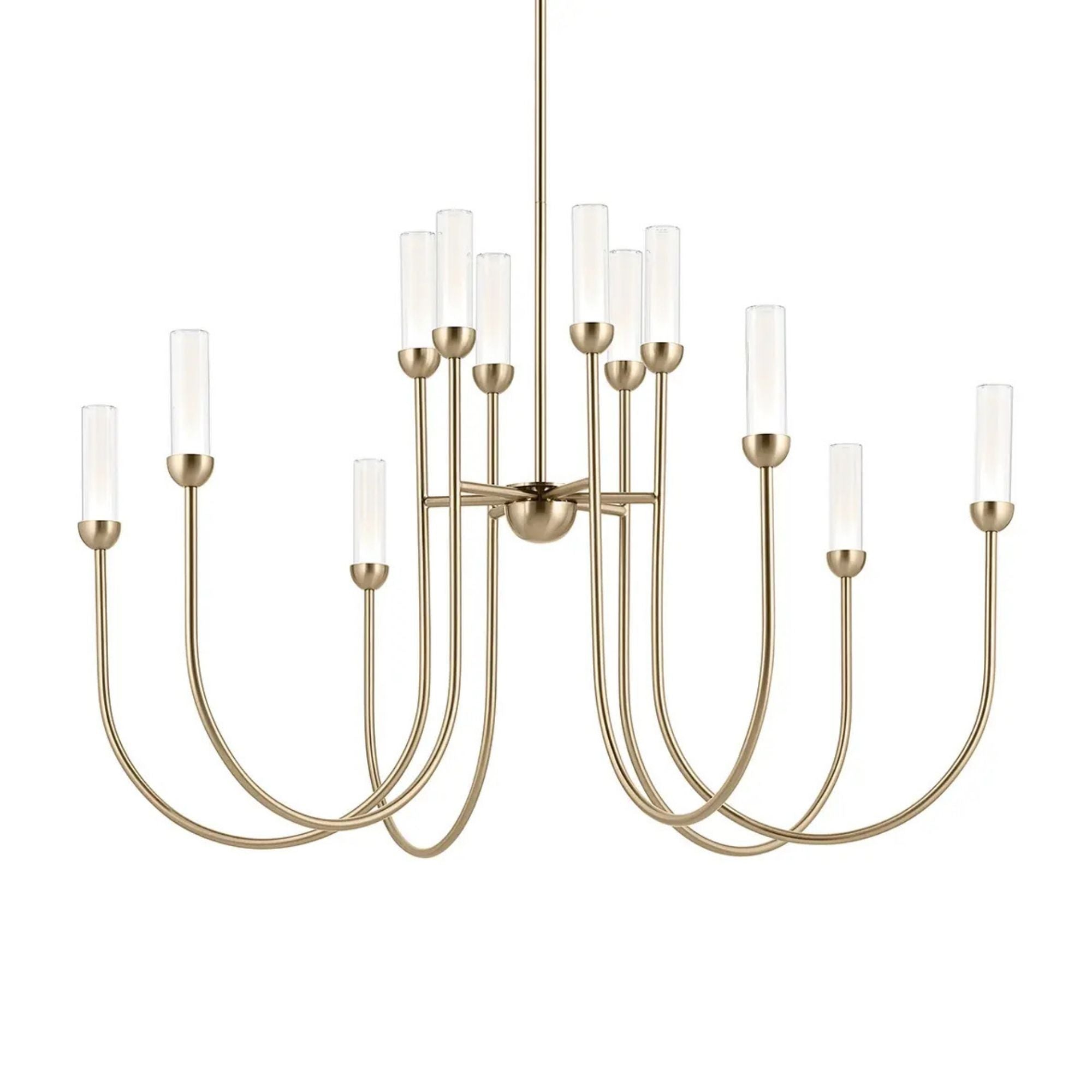 Kichler Moraine 27.5 in. 12-Light Chandelier, Champagne Bronze with Clear Glass Cylinder Shades