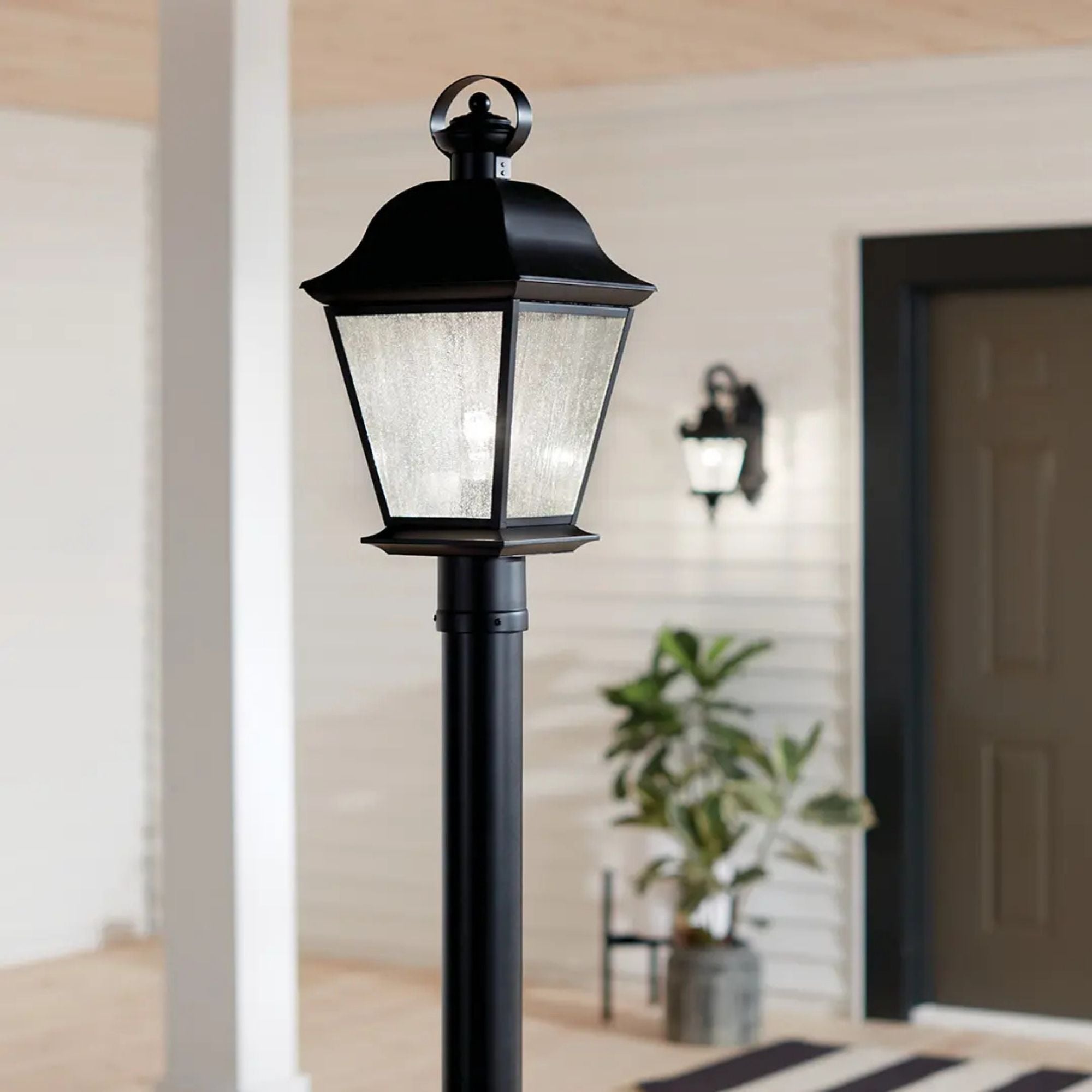 Kichler Mount Vernon 20.75 in. Outdoor Post Light, Black with Clear Seeded Glass