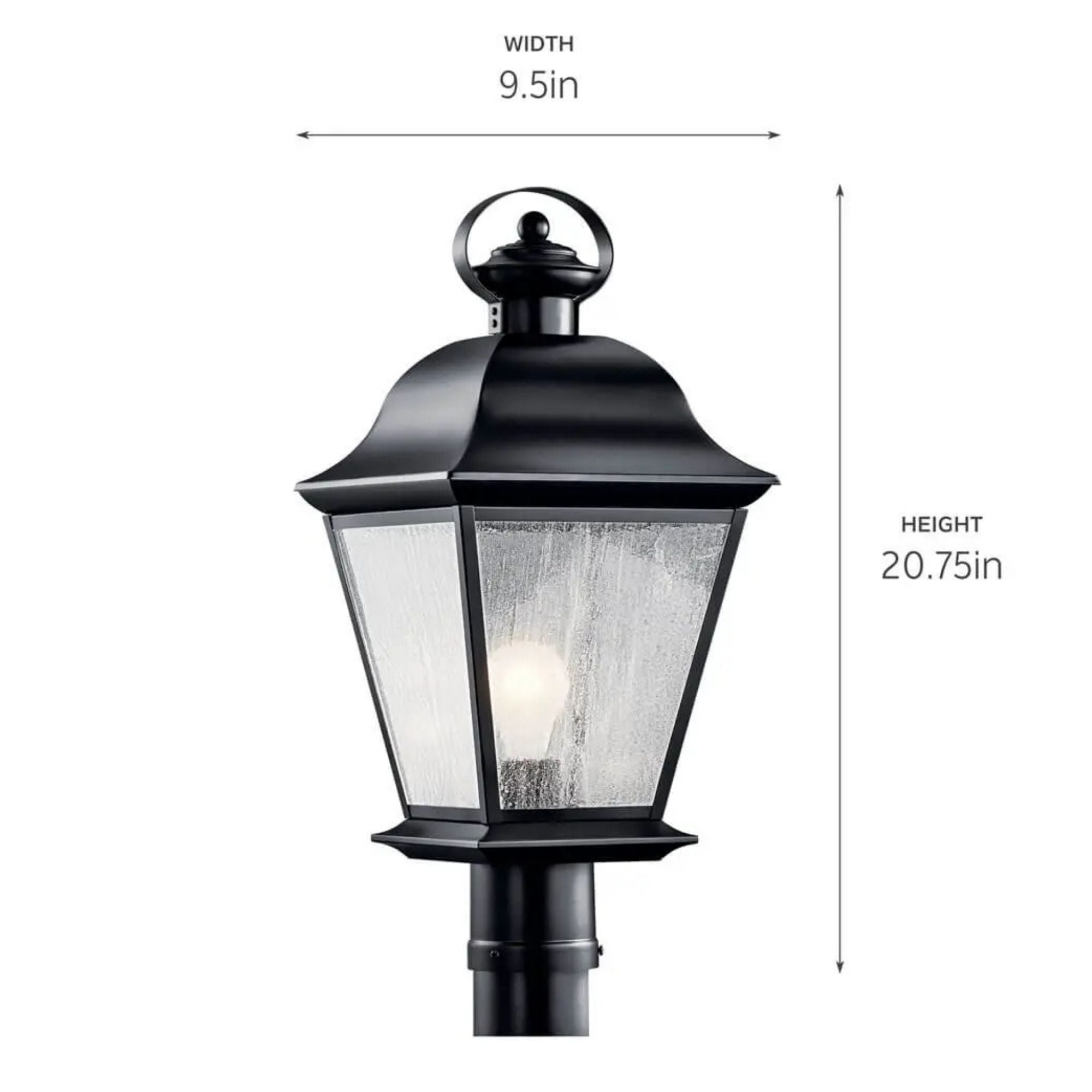 Kichler Mount Vernon 20.75 in. Outdoor Post Light, Black with Clear Seeded Glass