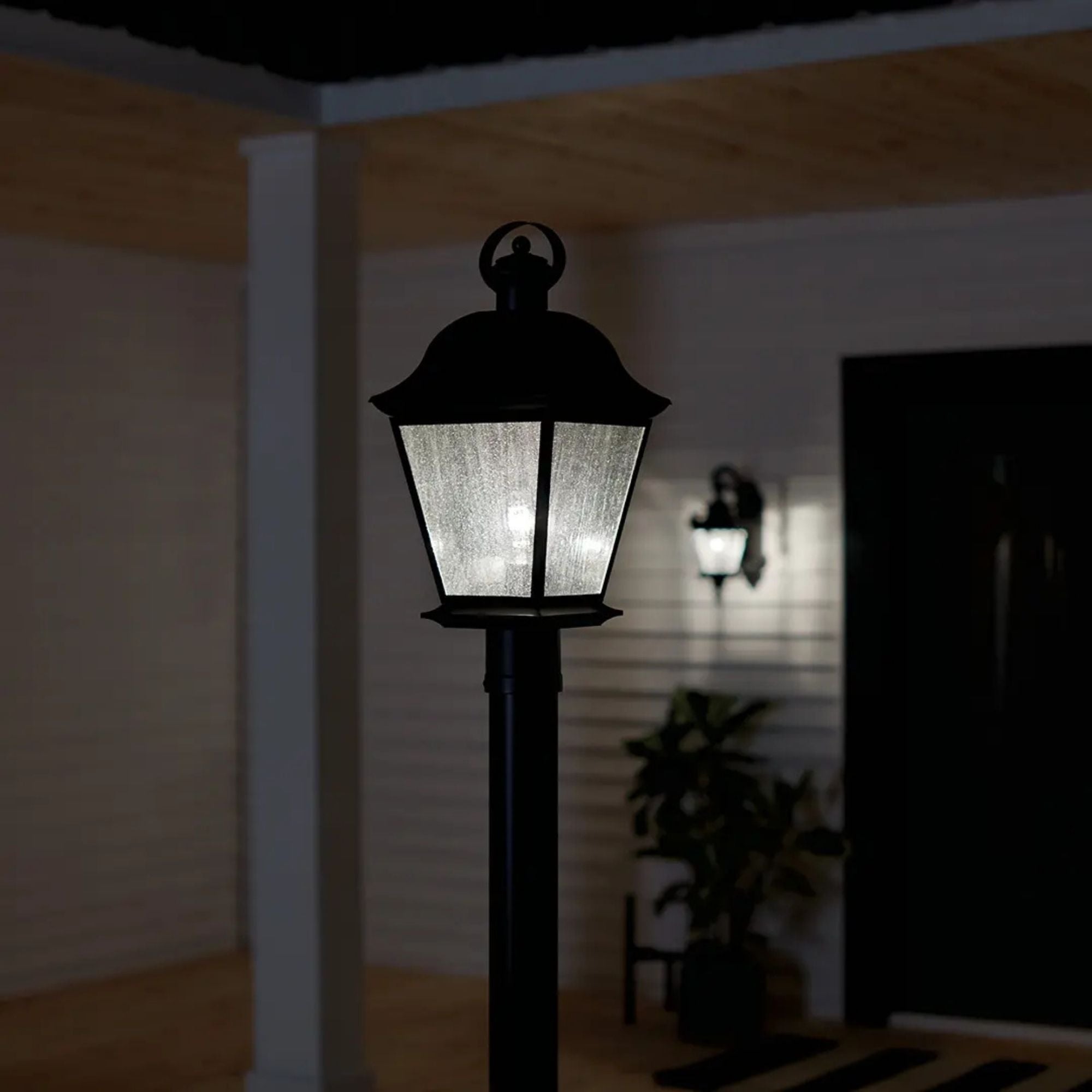 Kichler Mount Vernon 20.75 in. Outdoor Post Light, Black with Clear Seeded Glass