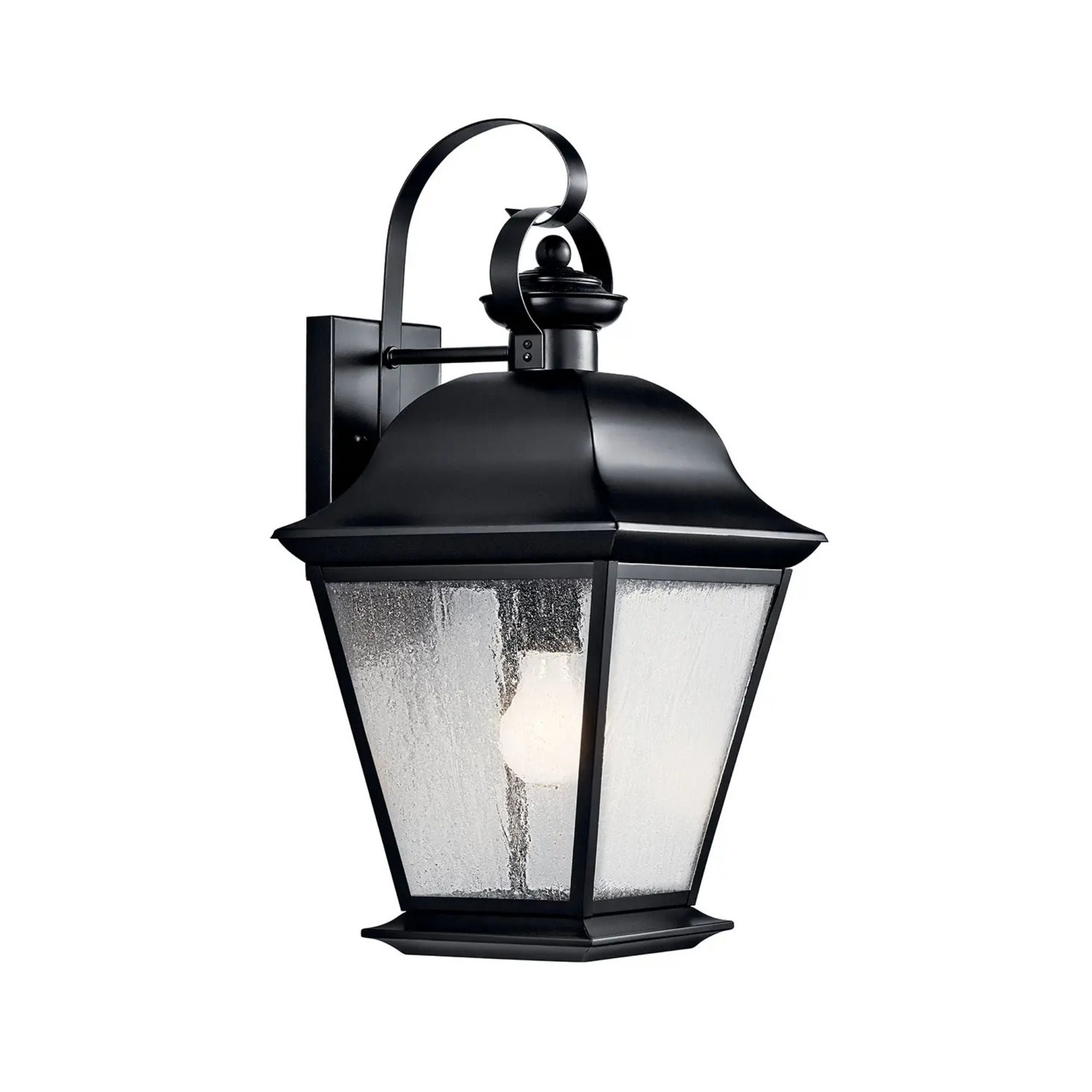 Kichler Mount Vernon 19.5 in. Outdoor Wall Sconce, Black with Clear Seeded Glass