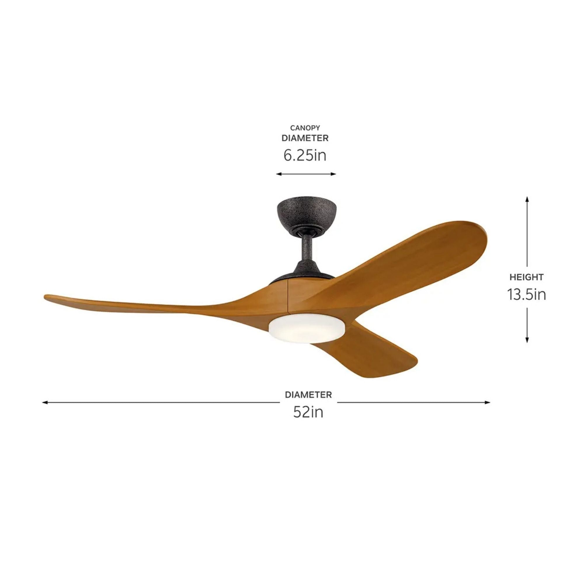 Kichler Mylo 52'' Ceiling Fan with LED Light DC Motor Anvil Iron