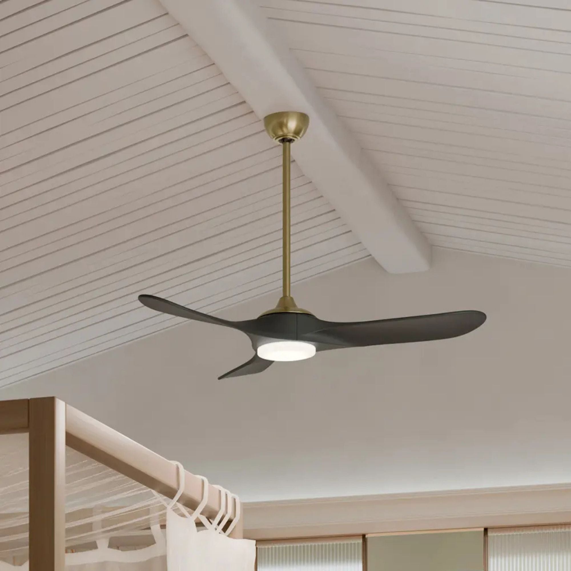 Kichler Mylo 52'' Ceiling Fan with LED Light DC Motor Champagne Bronze & Black