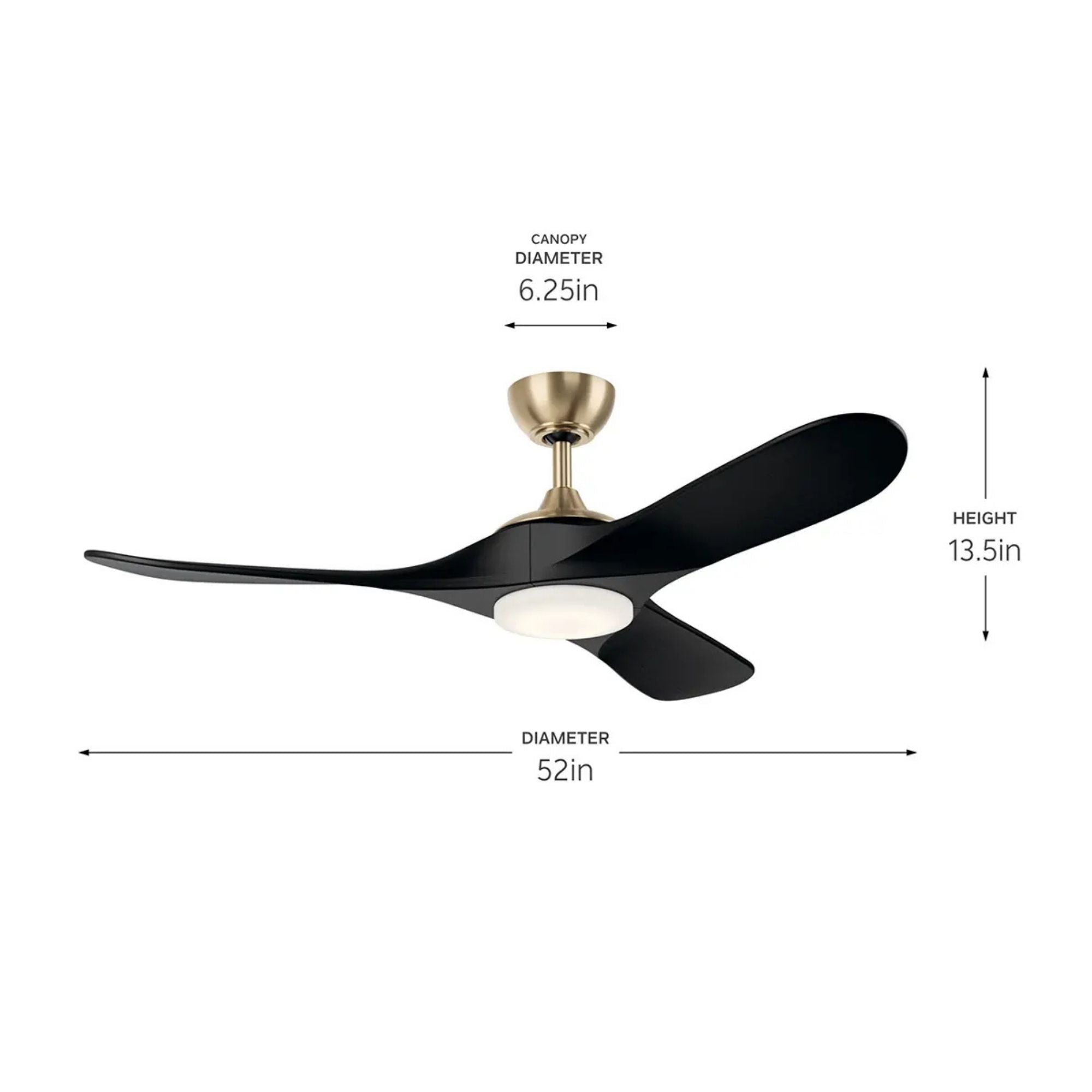 Kichler Mylo 52'' Ceiling Fan with LED Light DC Motor Champagne Bronze & Black