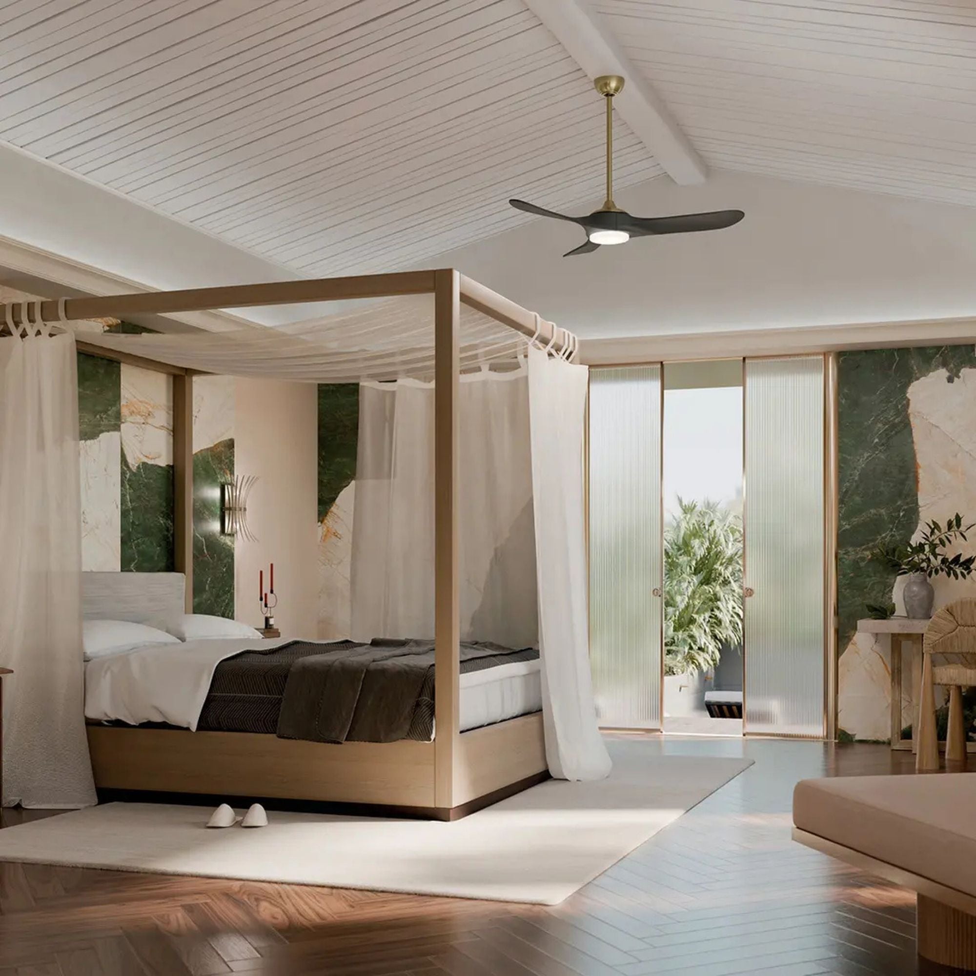 Kichler Mylo 52'' Ceiling Fan with LED Light DC Motor Champagne Bronze & Black